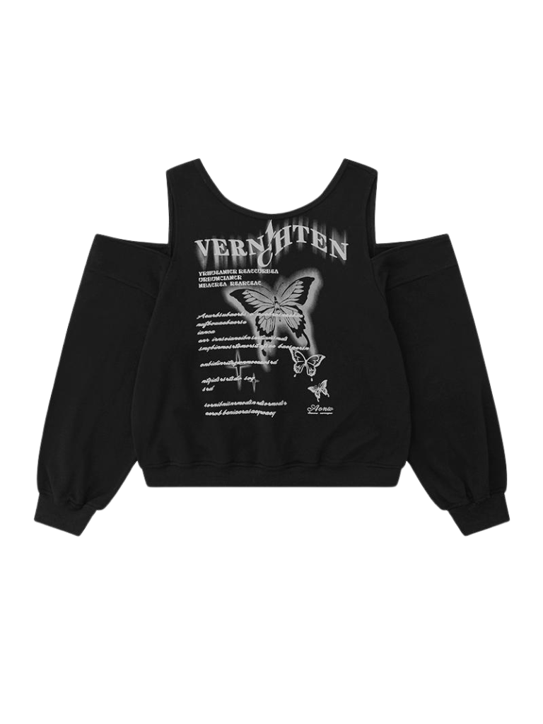 Retro Butterfly Print Off-the-shoulder Trainer