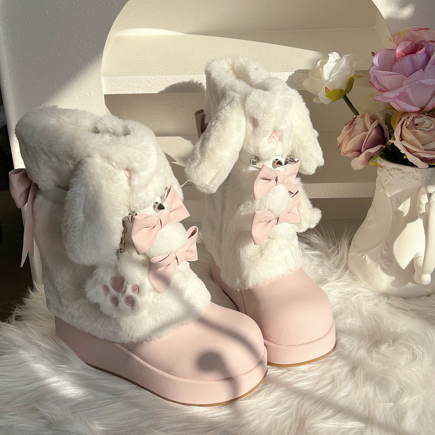 うさ耳ファーリボン厚底ブーツ