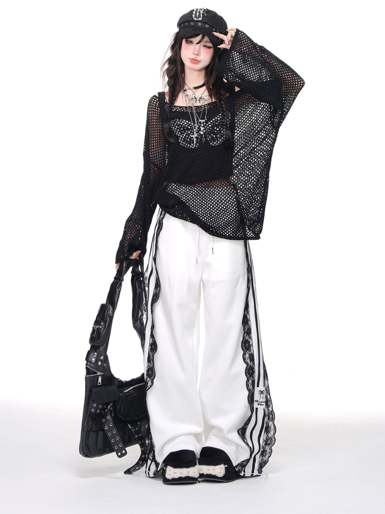 ルーズサイドレースカジュアルパンツ