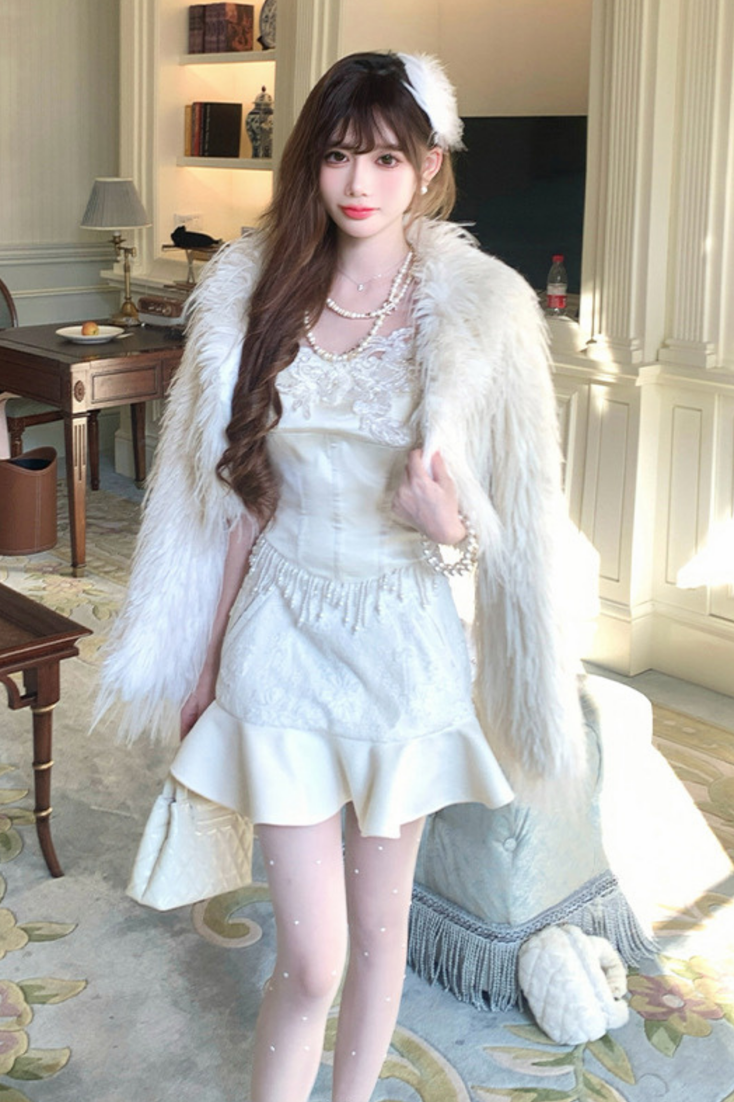 ホワイトパールエレガントショートジャケット