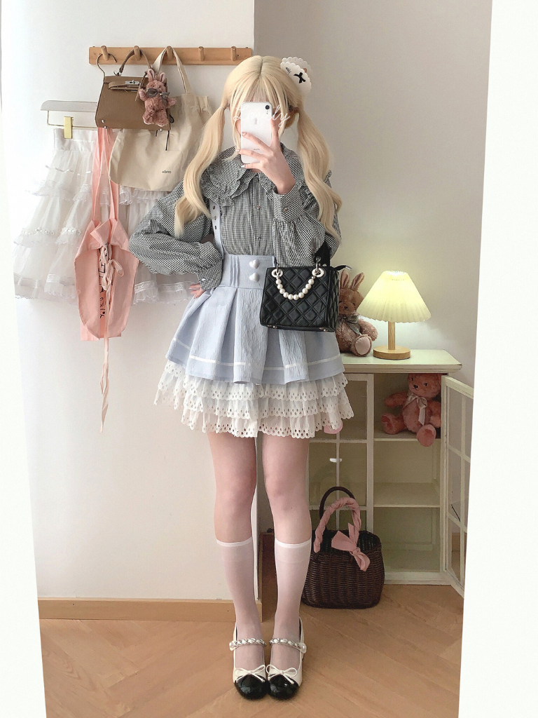 Gingham Check Big Color Blouse