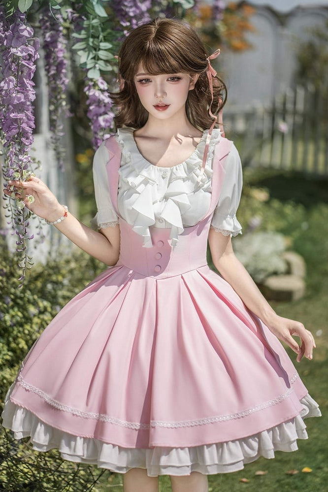 【4月14日予約締切】クラシックラペルショルダースウィートロリータコルセットサスドレス