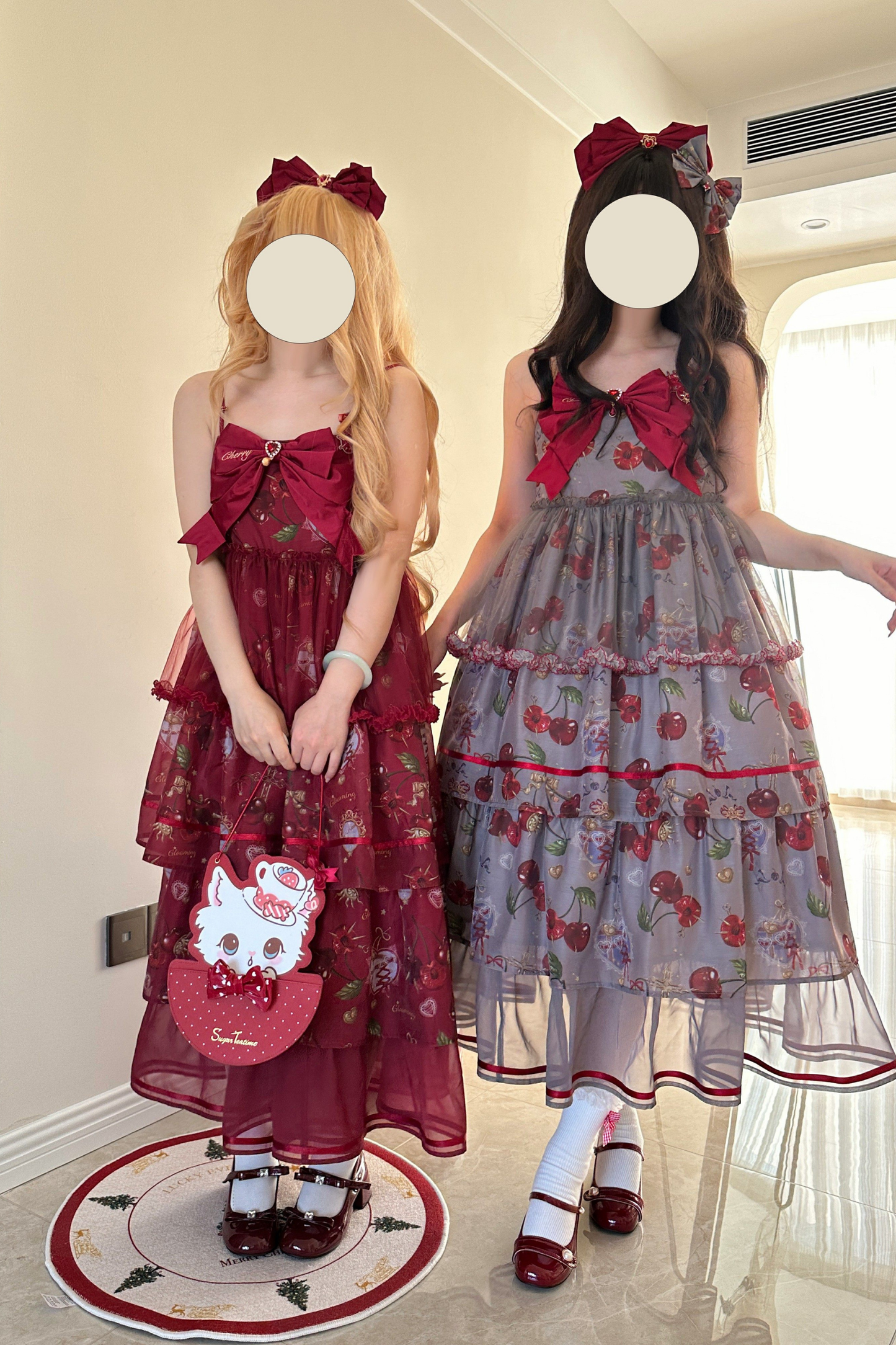 Retro Antik Kirsche Süßes Lolita Kleid + Trägerrock