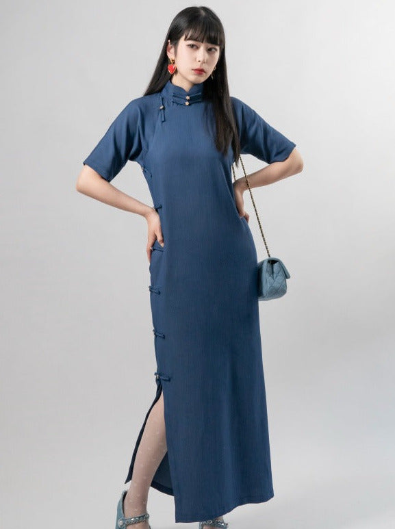chinese denim dress Summer Denim dress with Reduced Age Bubble Sleeves and Printed for Young Girls