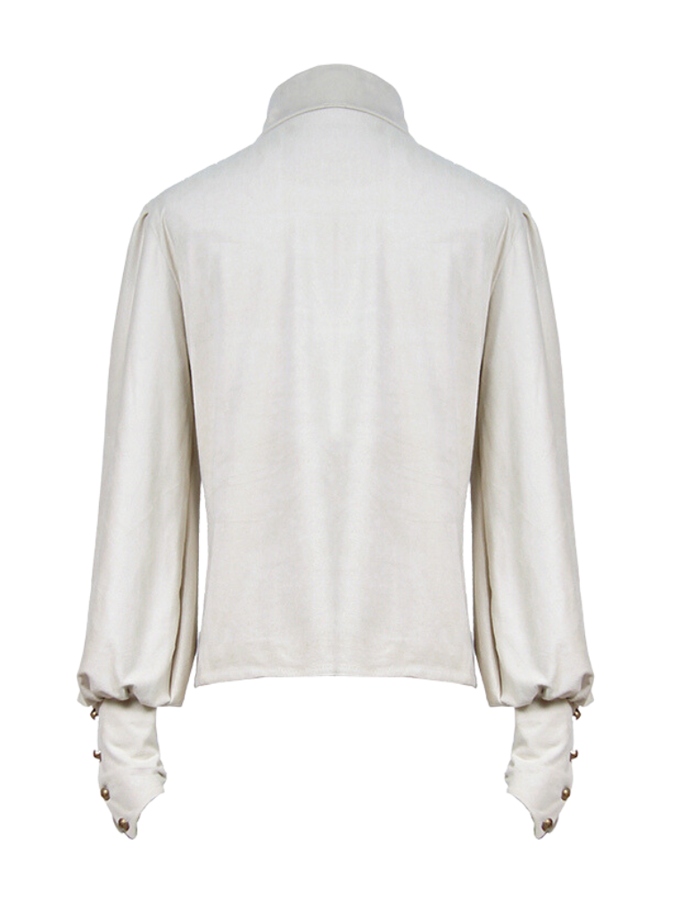 스팀 컨티넨탈 하이 슬렌트 컬러 스웨이드 랜턴 슬리브 넥타이 셔츠