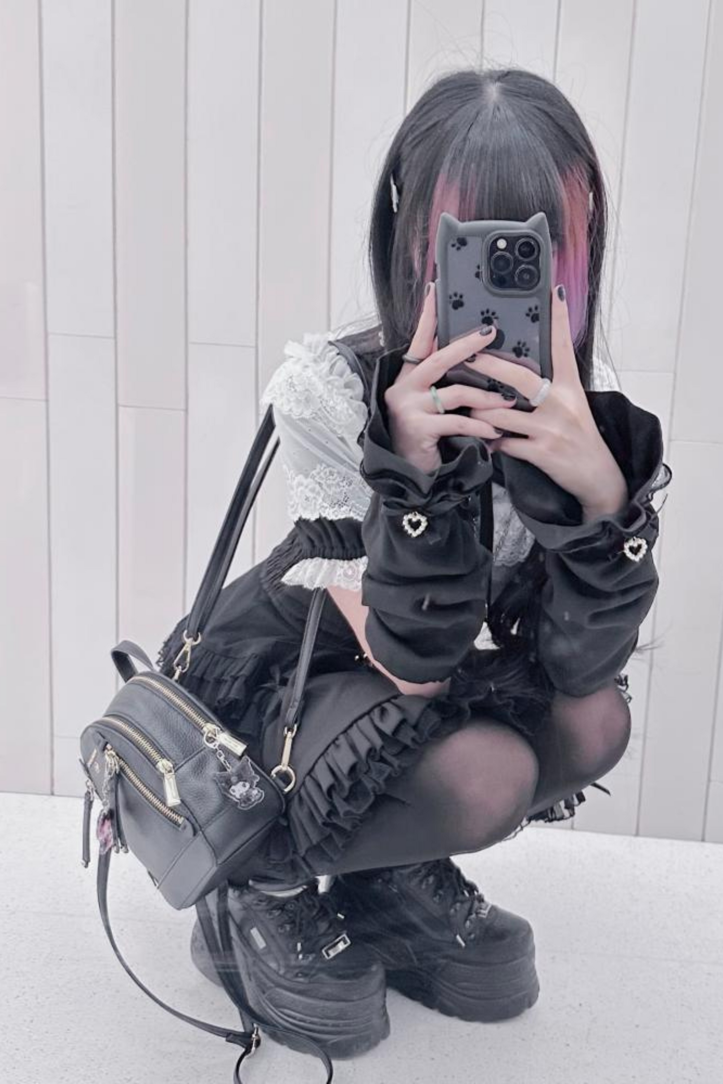 Mine lace cape shirt + sleeves + brooch