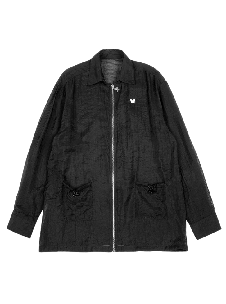 蝴蝶拉链落袋透明夹克