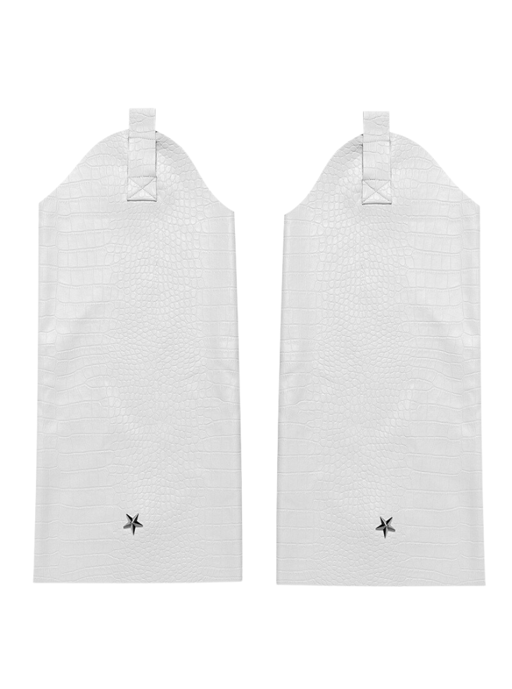 데님&레더 레트로 V-슬릿 스타 리벳 레그 커버