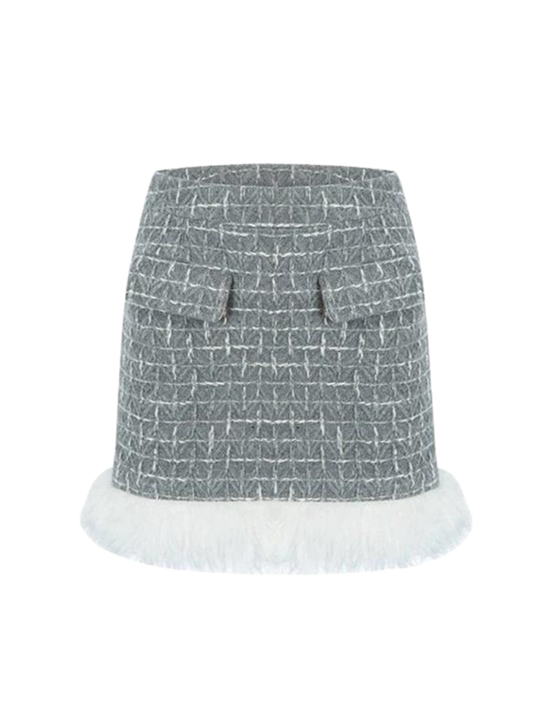 ミルクファーツイードジャケット+ファーツイードスカート