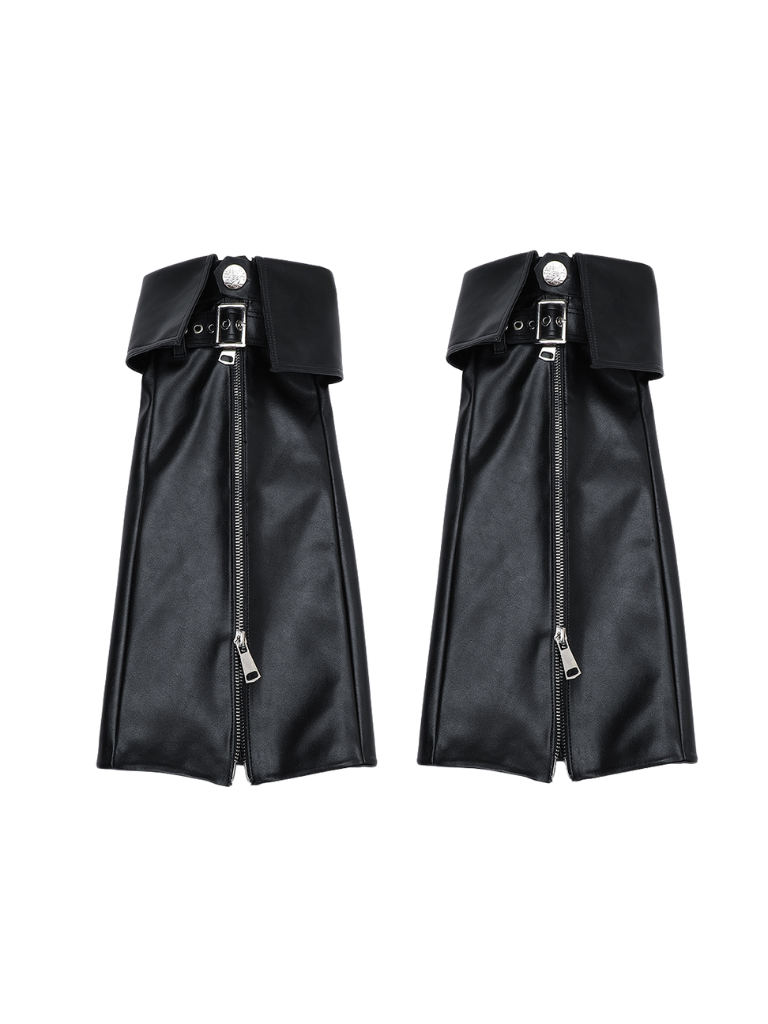 펑크 플랫폼 머핀 슈즈 + 플랩 가죽 지퍼 레그 커버 세트