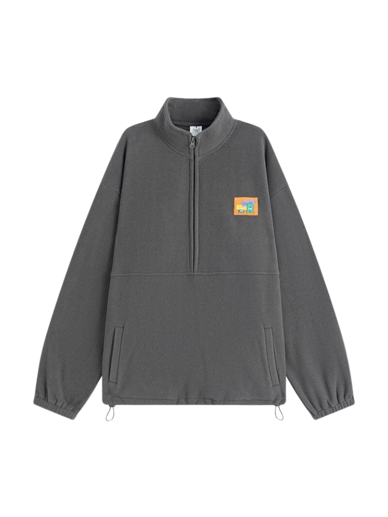 拉链立领超大宽松羊毛套衫