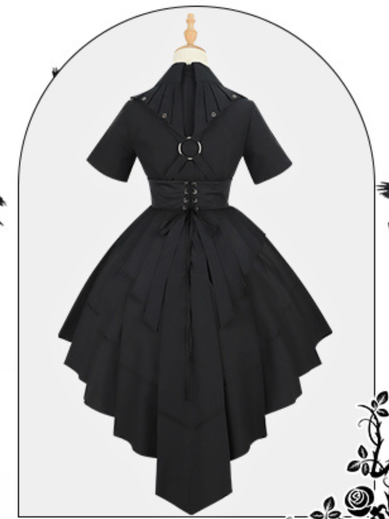 Misty Thorns Elegant Dark Lolita Black Dress
