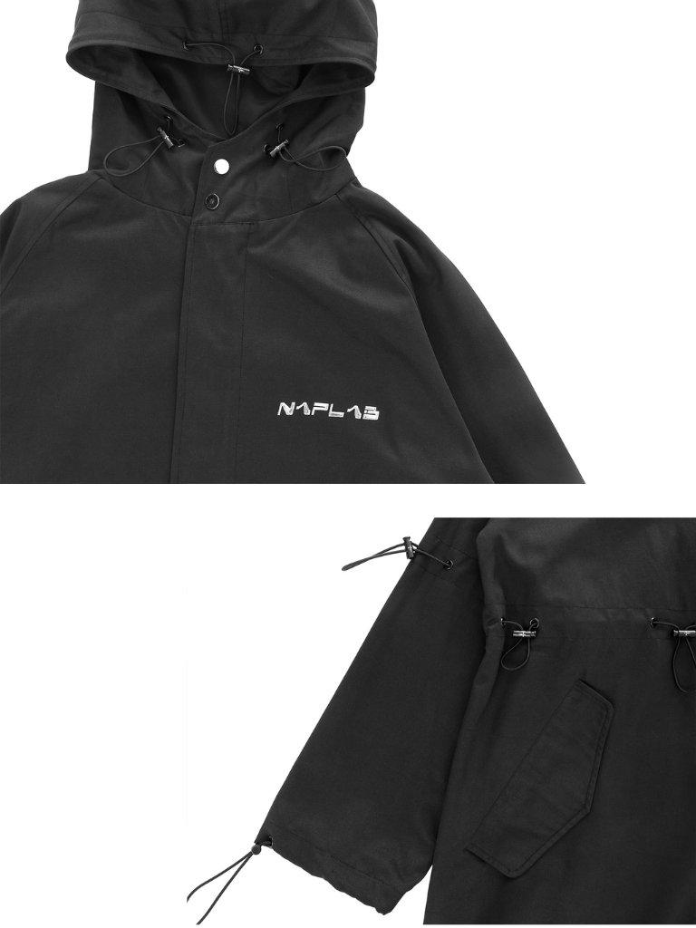 クールカジュアルルーズドローストリングハイネックフーディージャケット