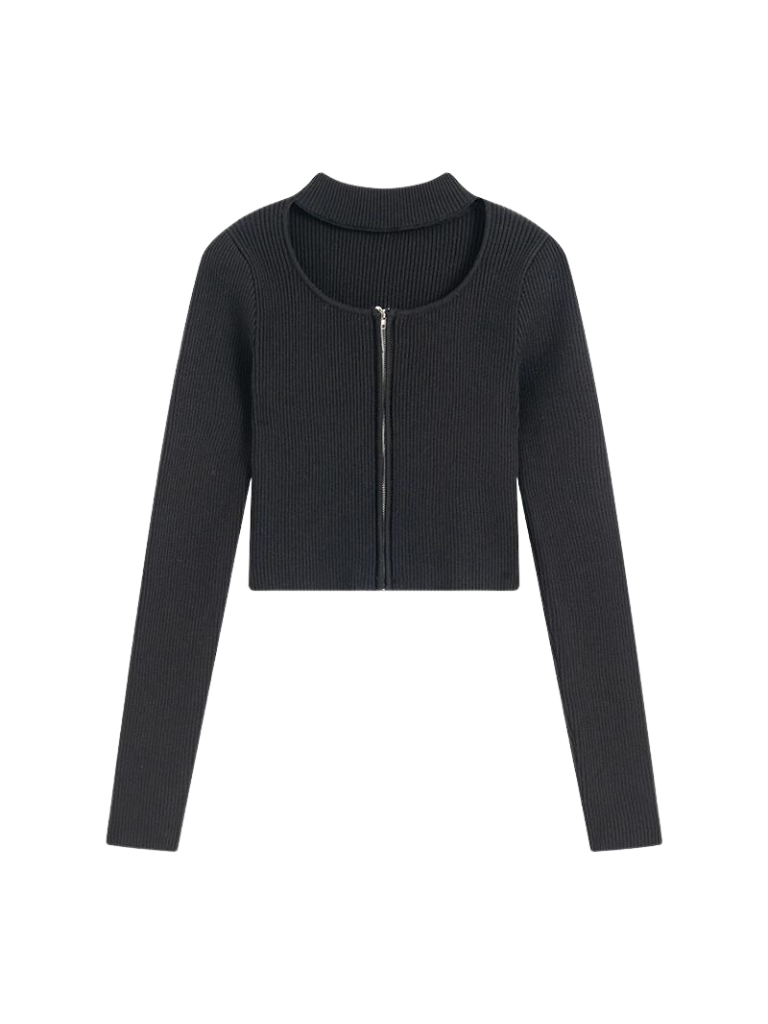 Open décolleté design niche knit sweater