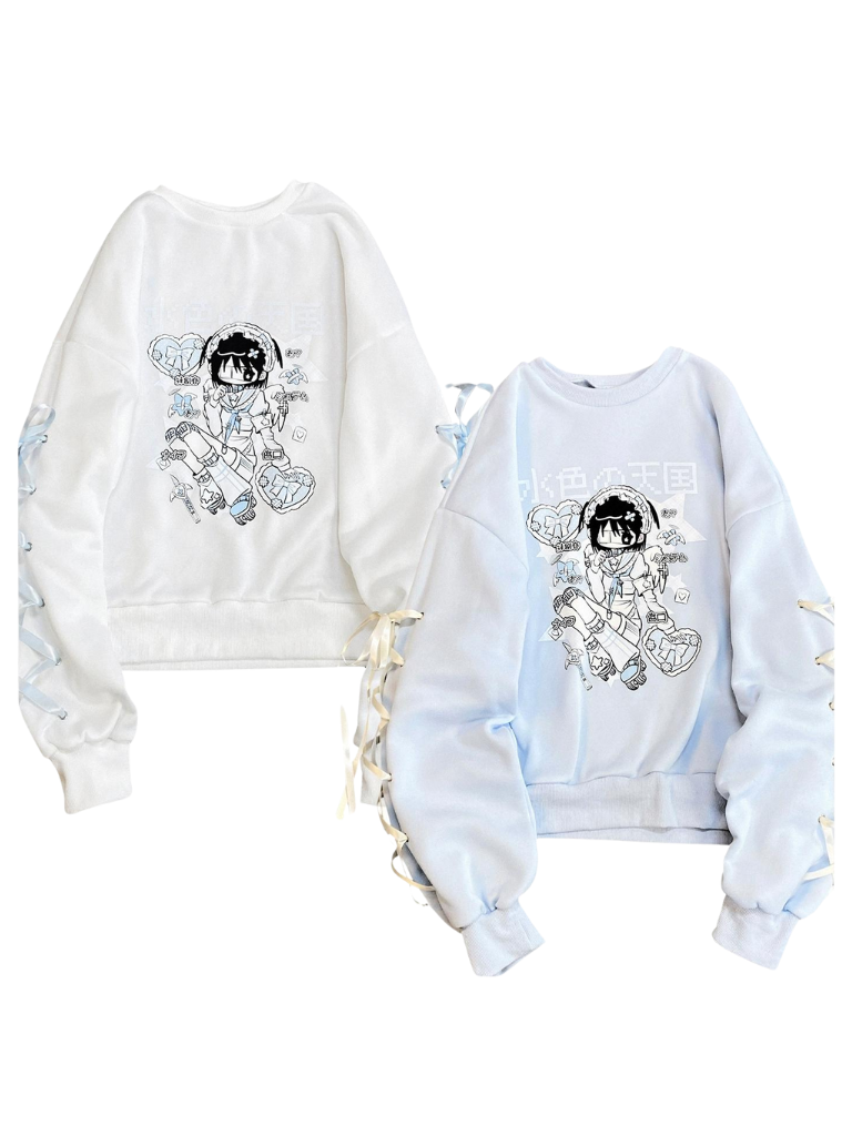 【天使界隈👼】レースアッププリントルーズマインサブカルチャートレーナー