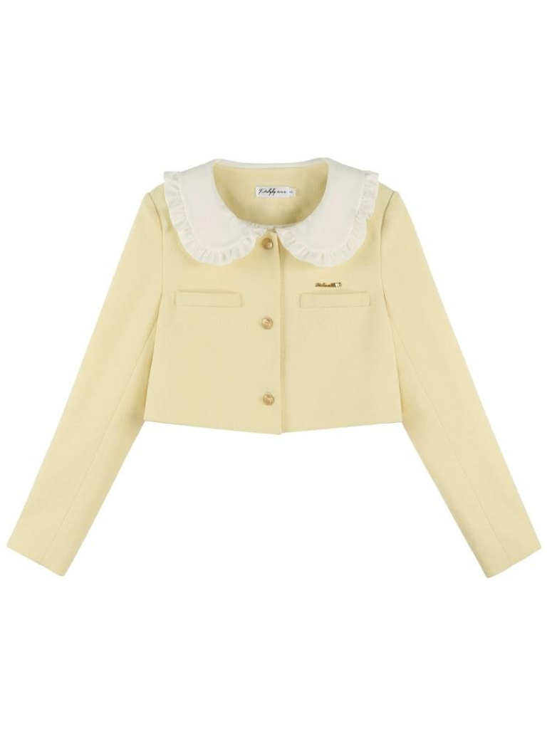 ミルキーイエローショートジャケット+ロングフレアスカート