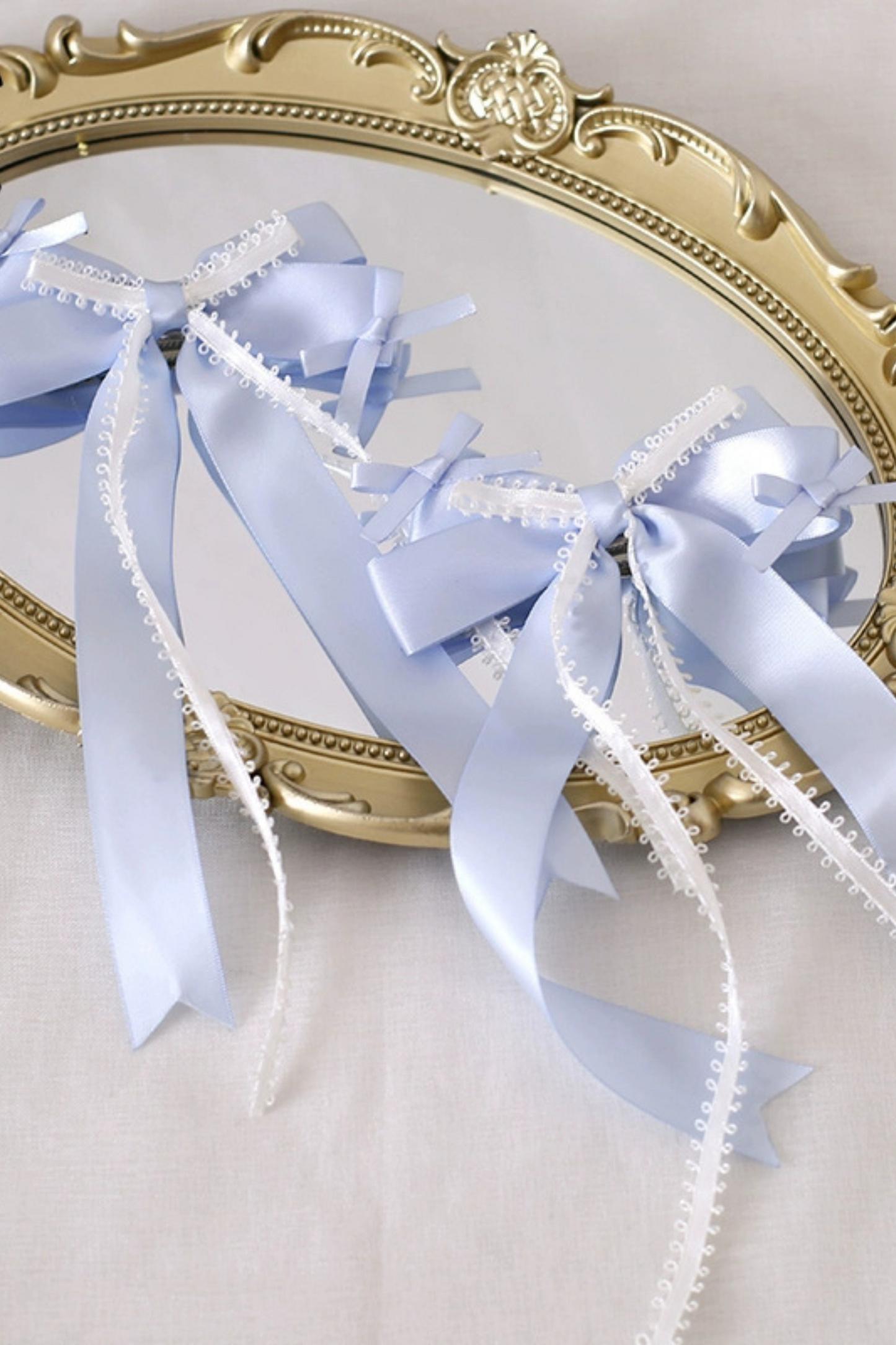 ブルーシルクサテンバレエロリータヘッドアクセサリー