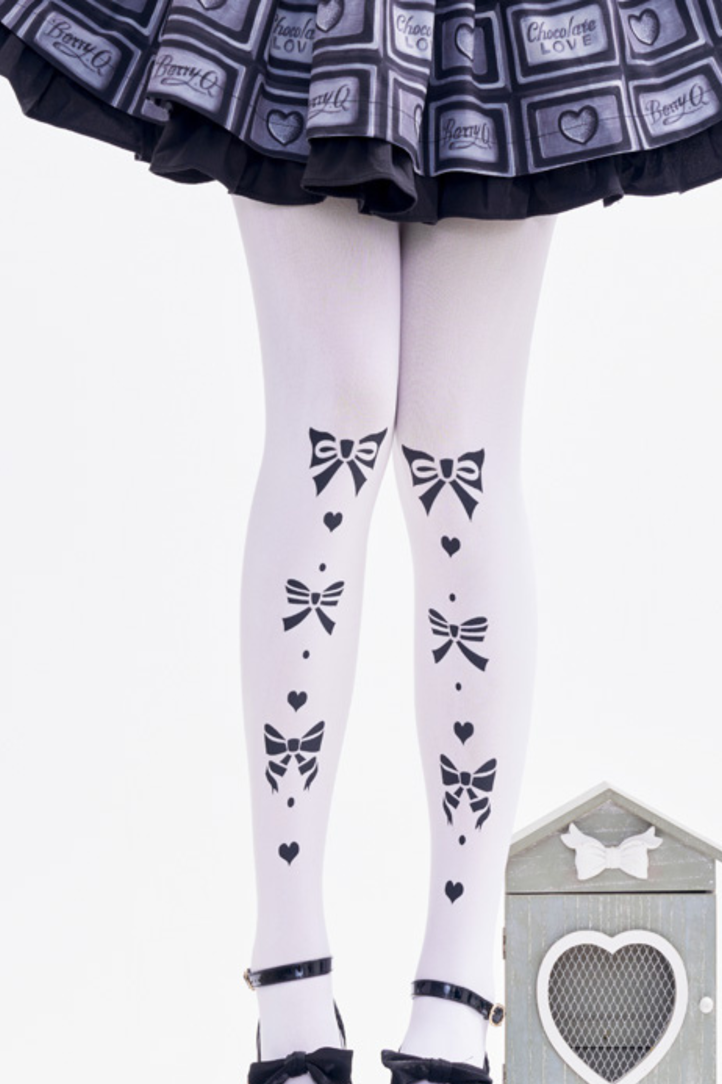 リボンホワイトロリータタイツ