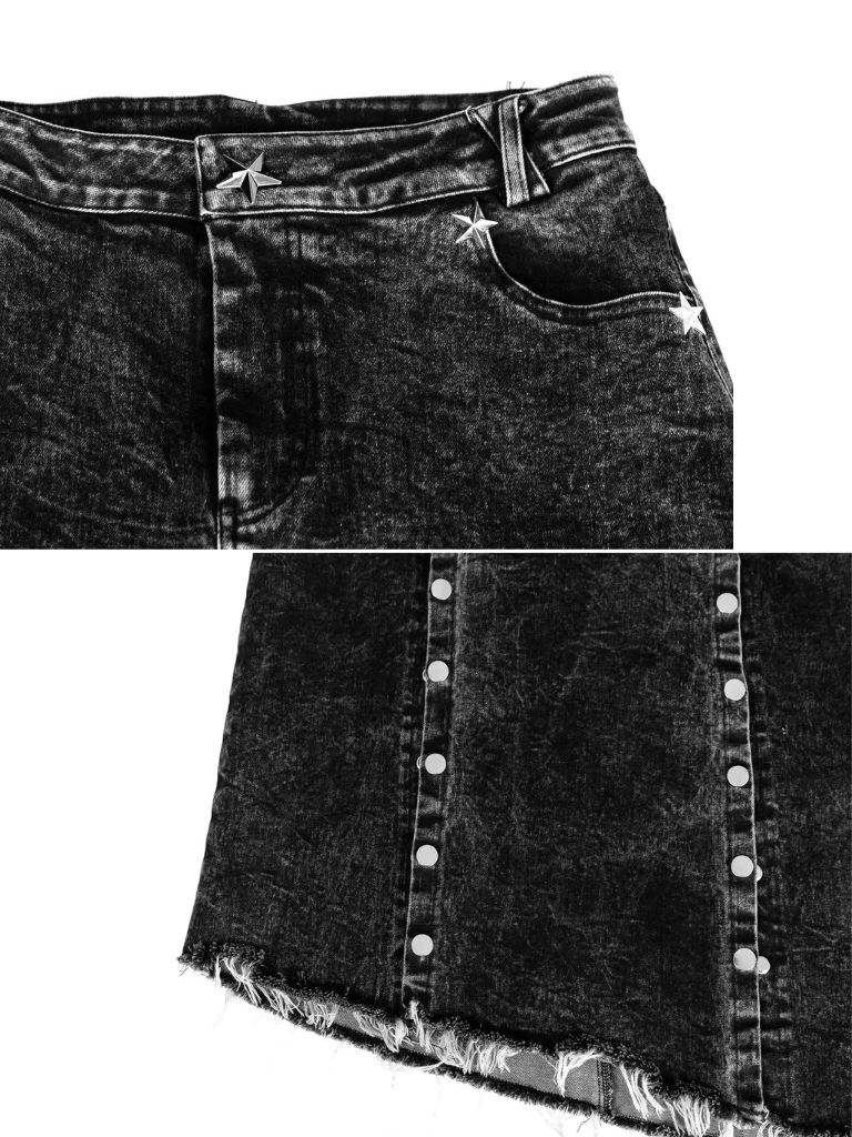 Design Denim Detachable Irregular Half Skirt