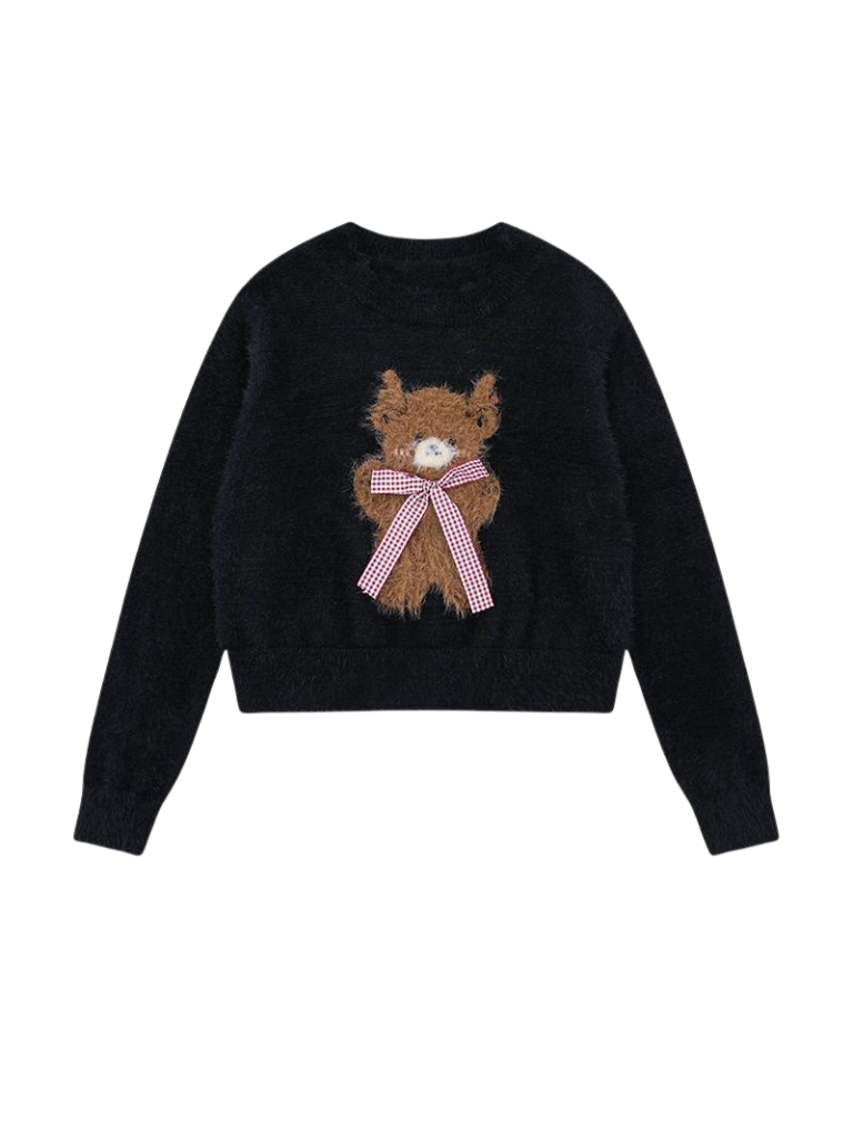 Ribbon Bear Cropped Knit
