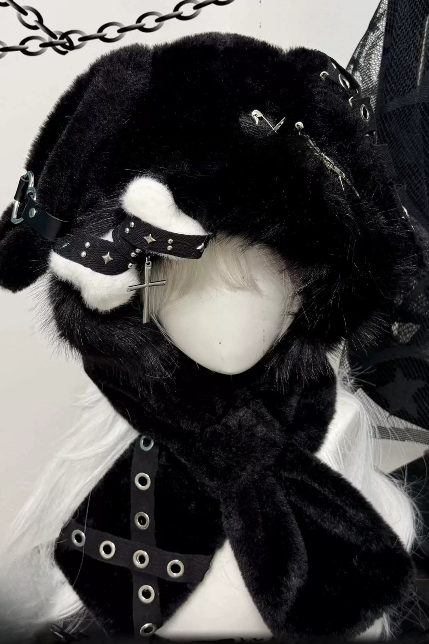 Dark Fur Bunny Ear Hat