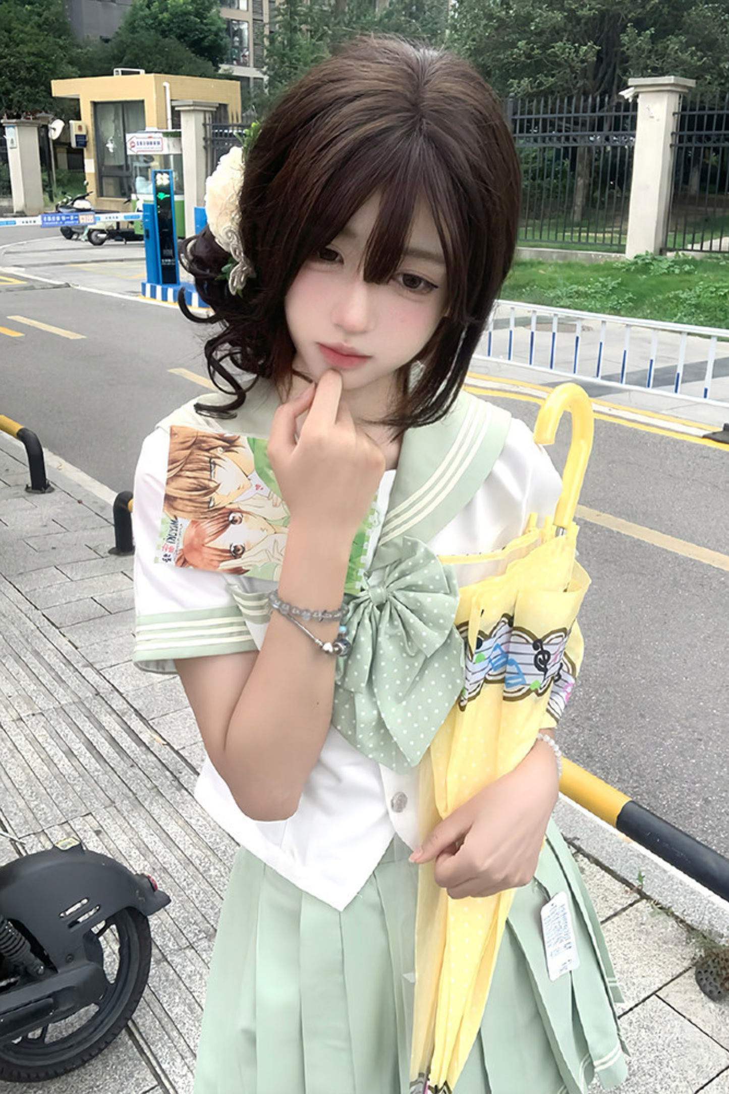 粉彩水手服上衣+裙子+絲帶