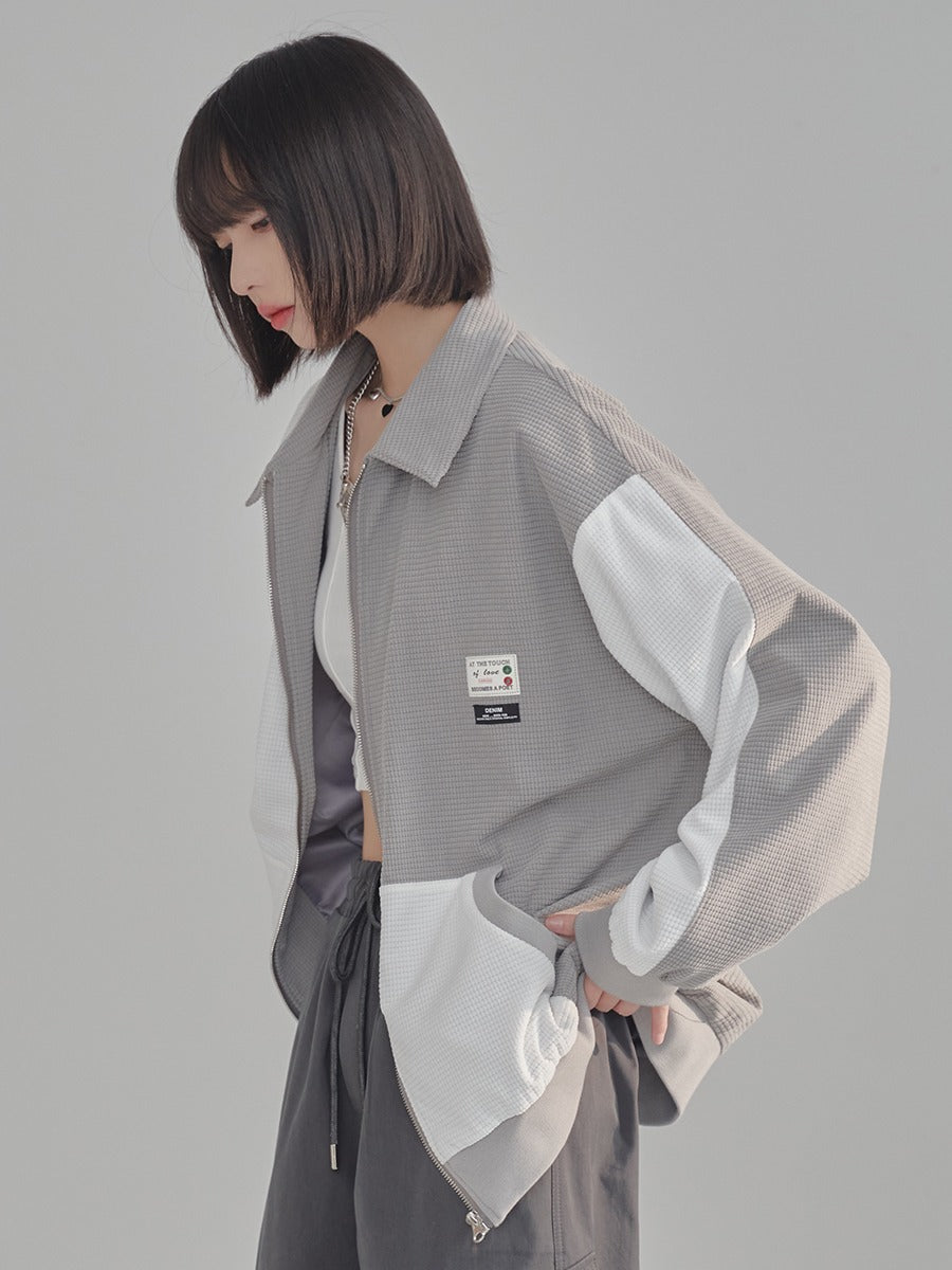 Jacke mit Kontrastkragen und Waffelnähten