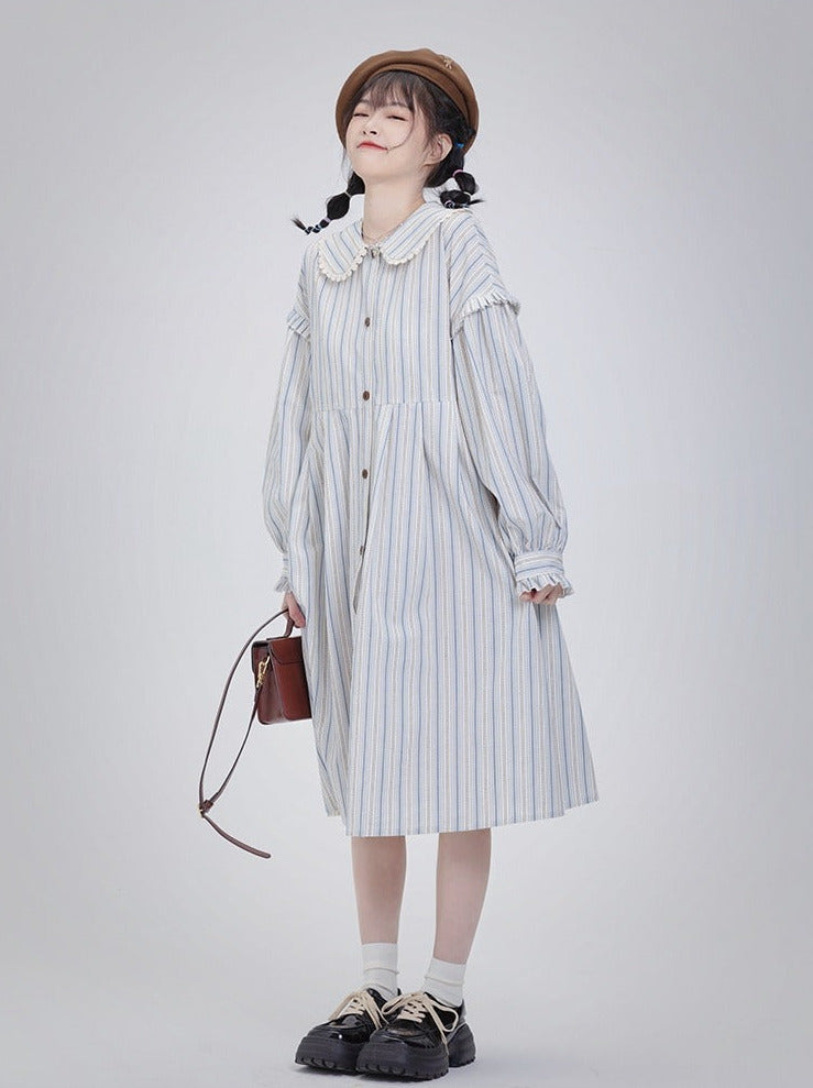 娃娃彩色套装条纹衬衫裙