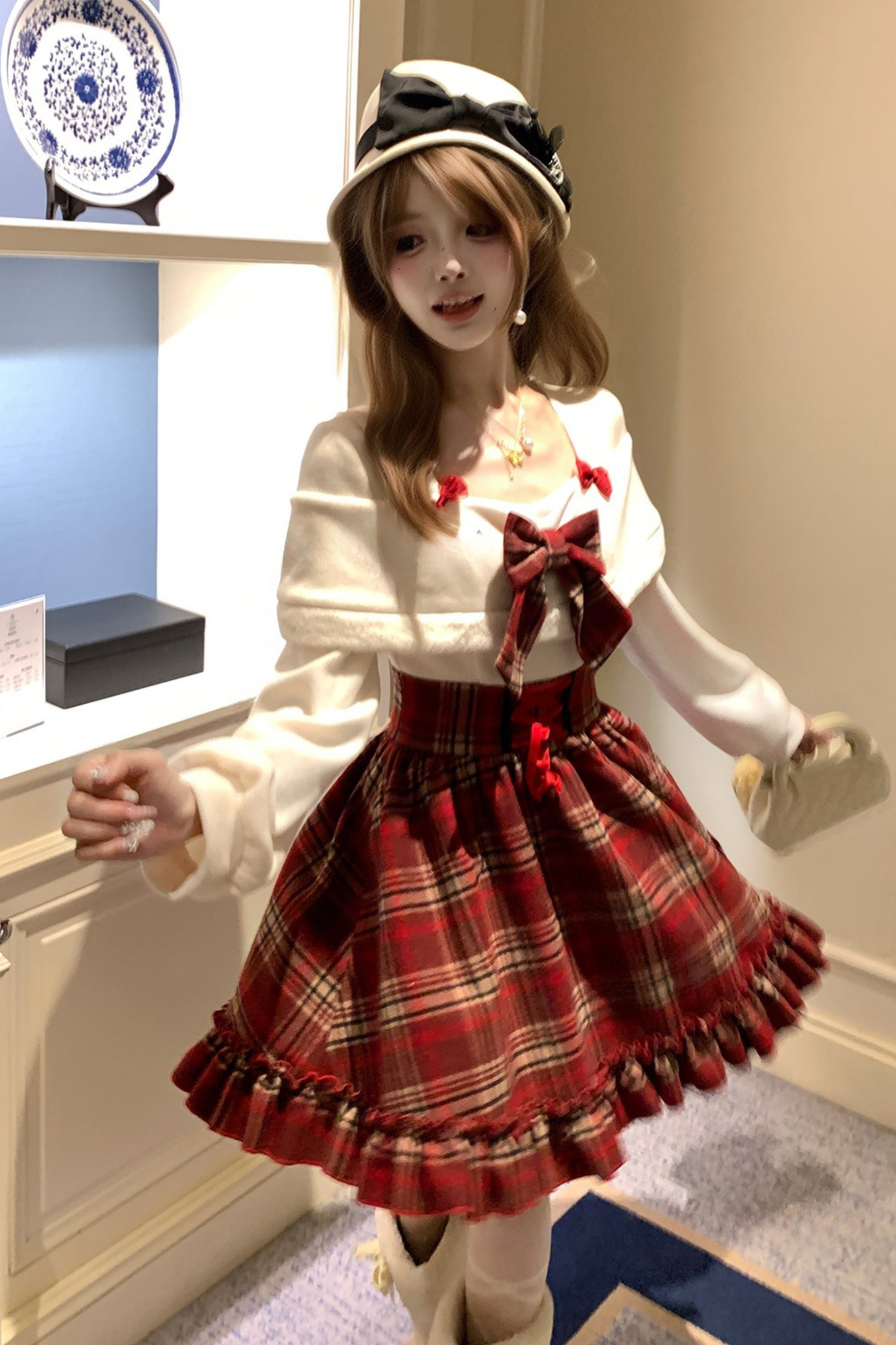 レッドチェックガーリーワンピース