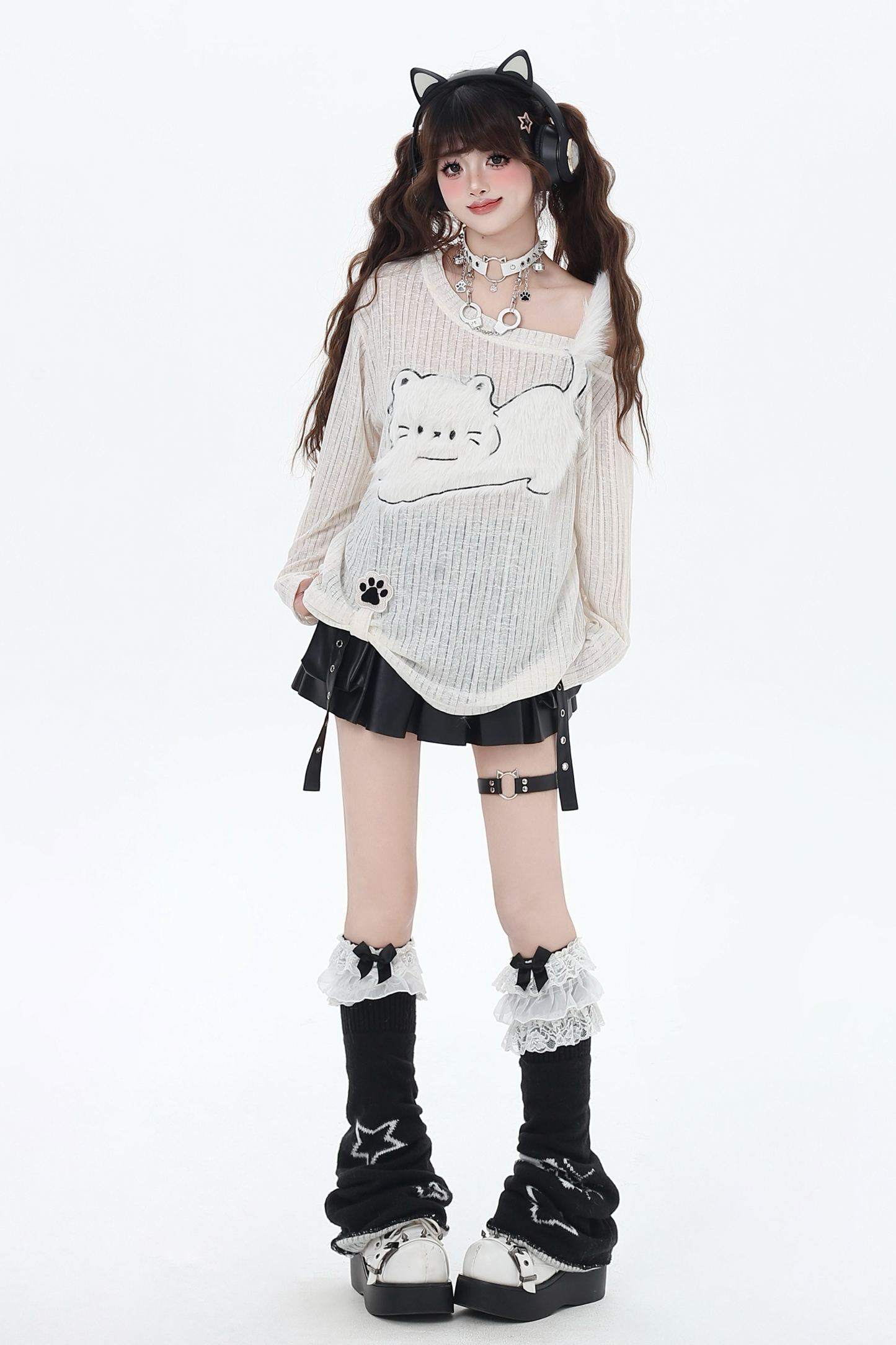 キャットシアーワンショルダートップス