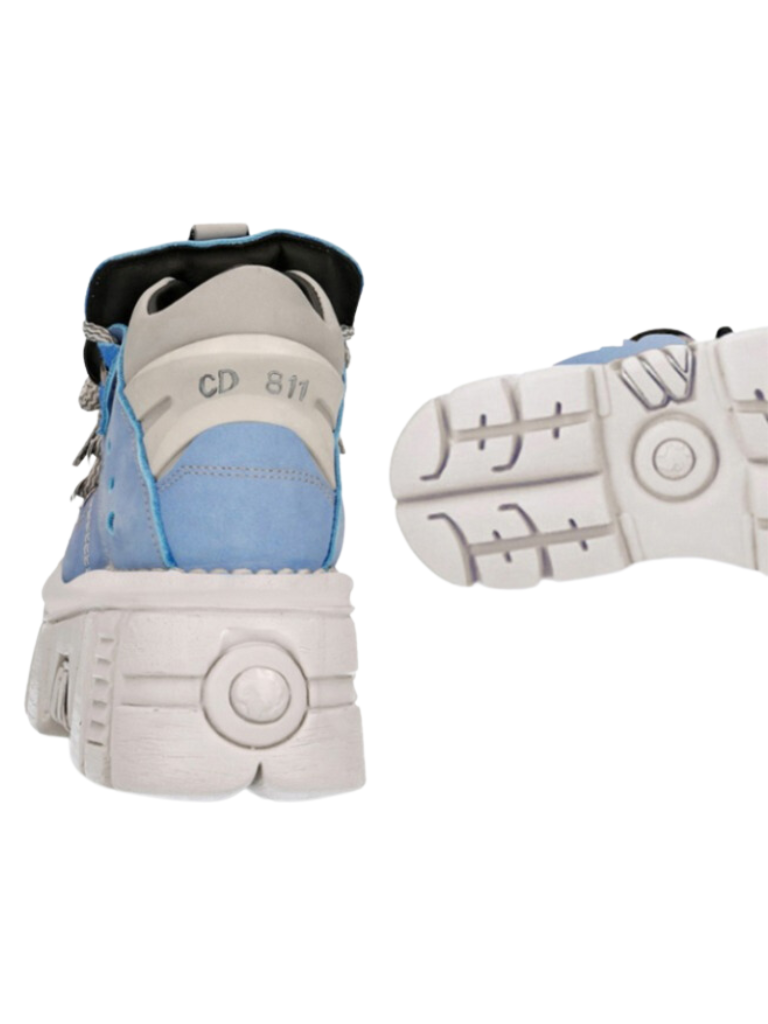 Punk rock retro leather metal power sole Aqua Sneaker