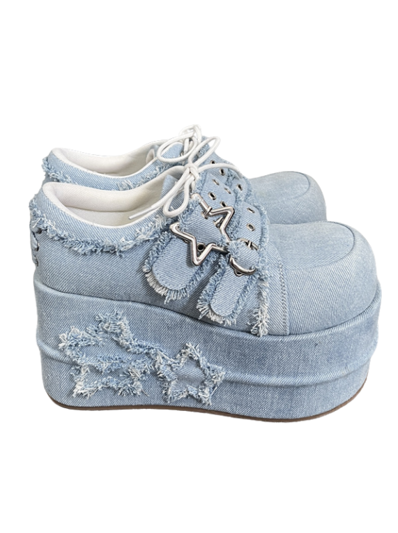 Star Denim Subculture Hot Girl Platform Shoes