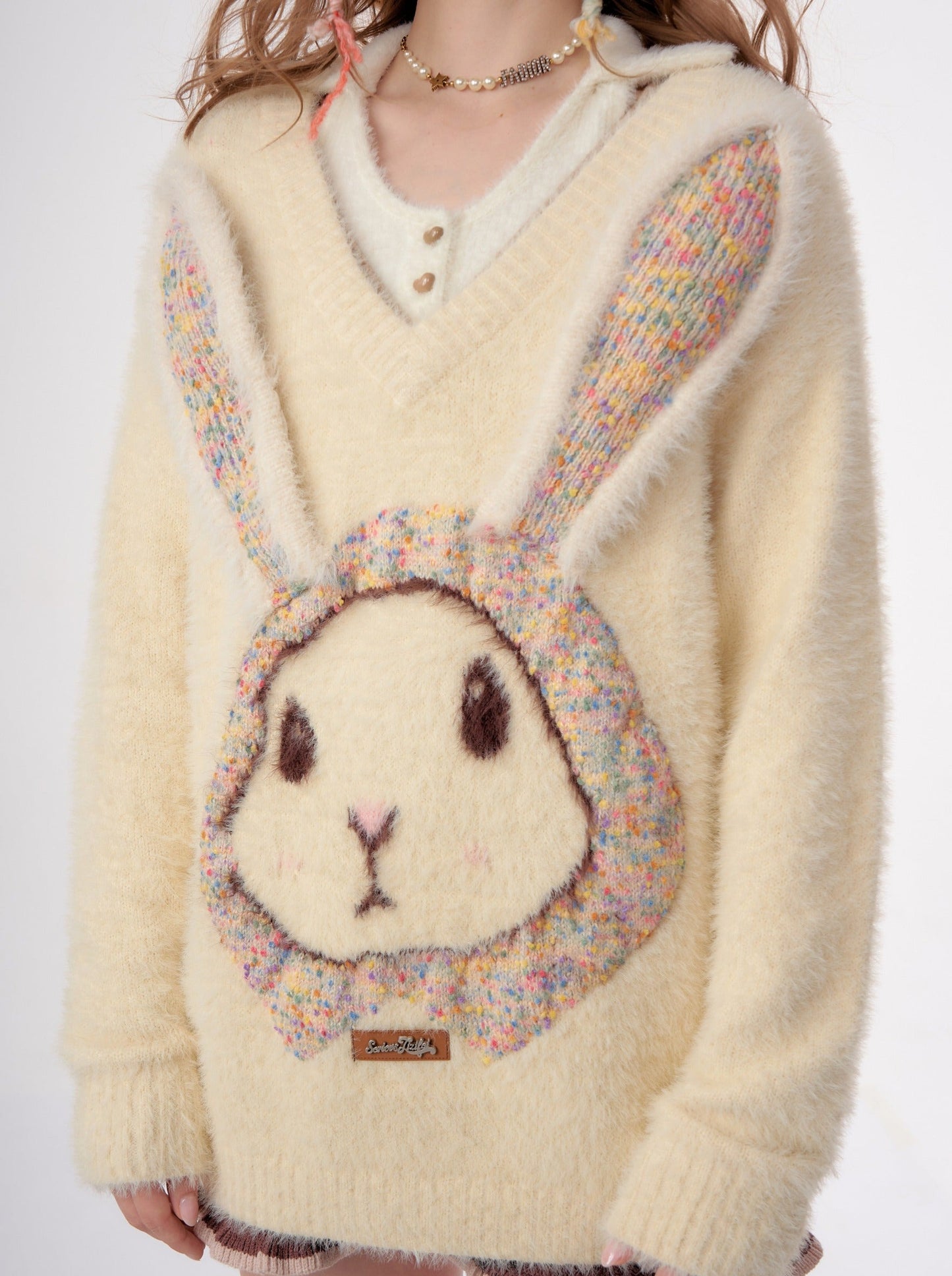 大兔脸超大针织衫