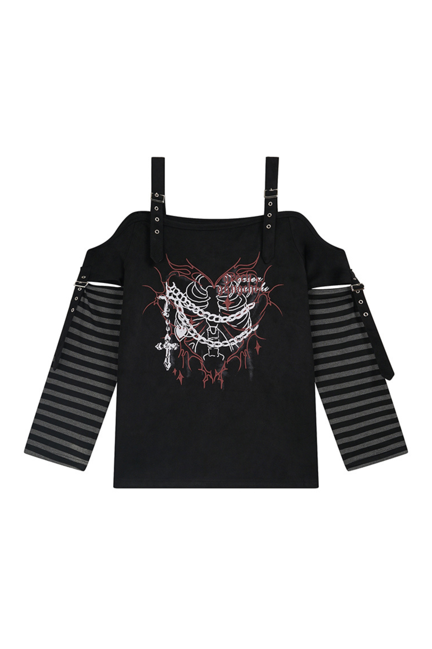 Dark Mode Striped Off-the-shoulder Top