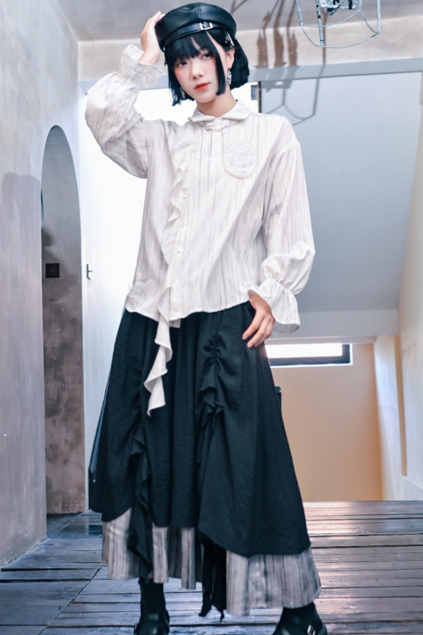 Streamer Design Double Layer Skirt