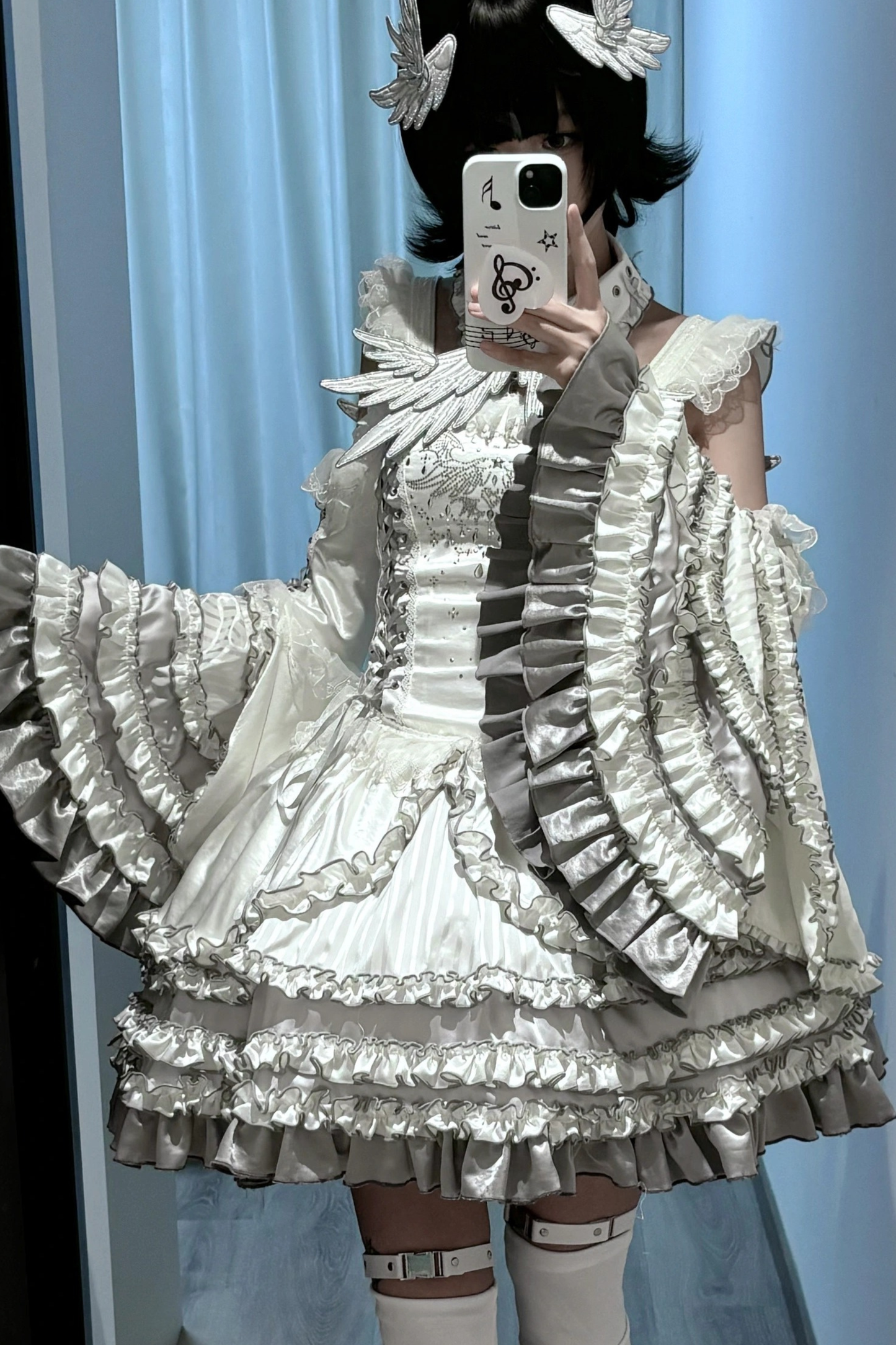 メタリックフリルスプリットスリーブ