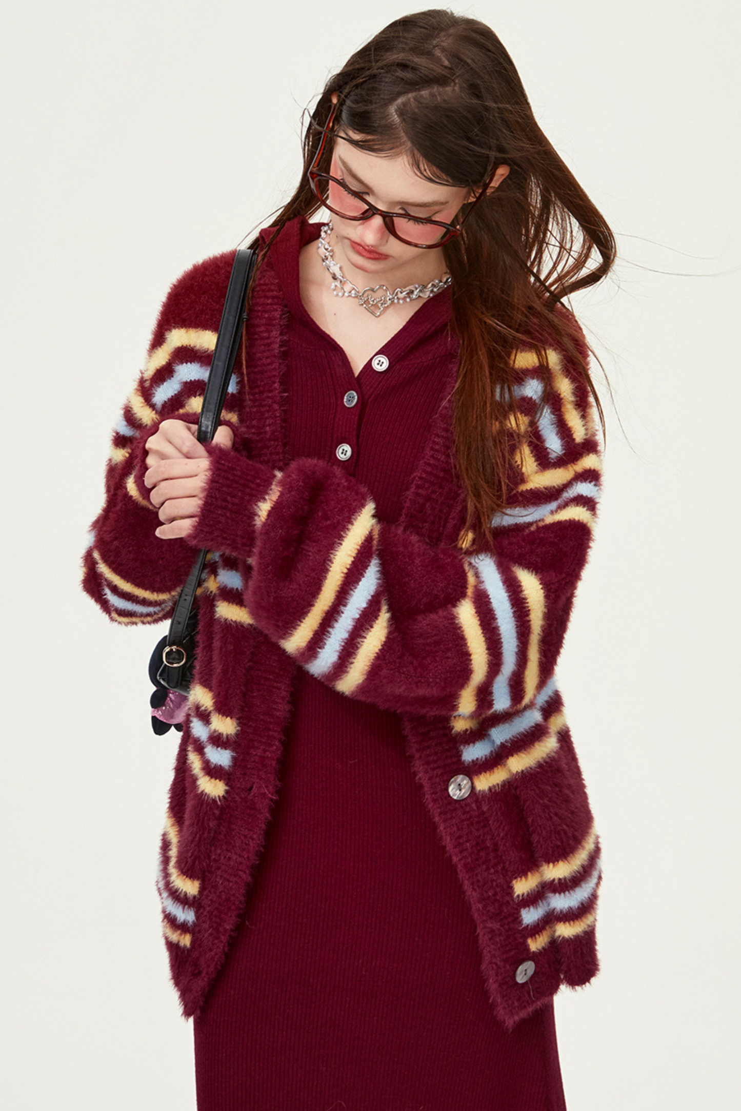 Retro Striped Knit Cardigan