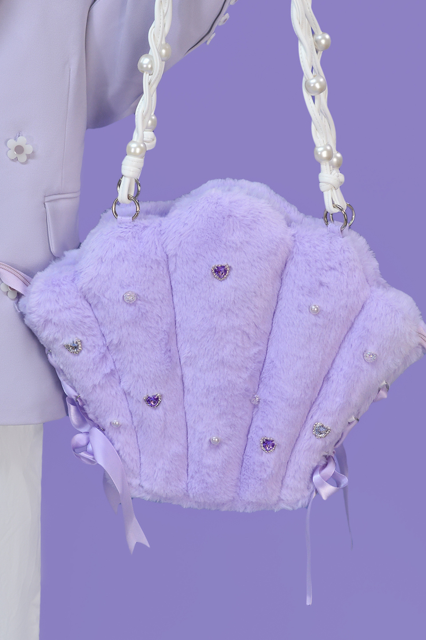 Shell Plush Crossbody Tote Bag