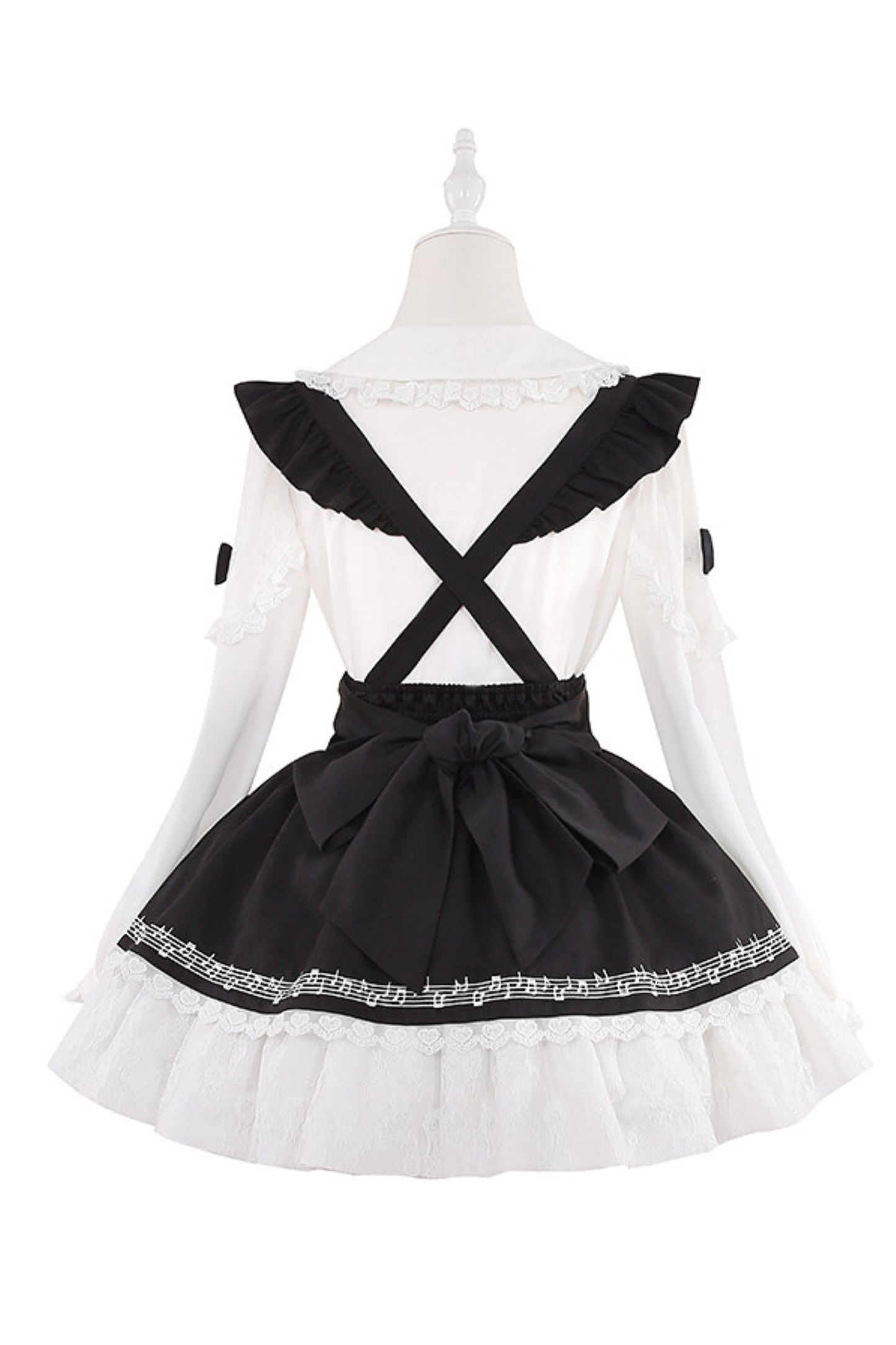 레이스 셔츠 + 케이크 턱받이 스커트