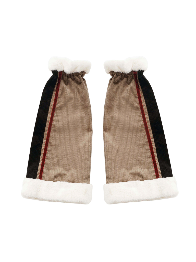 限量版卡其色灯芯绒拼接裙裤运动衫系列套装