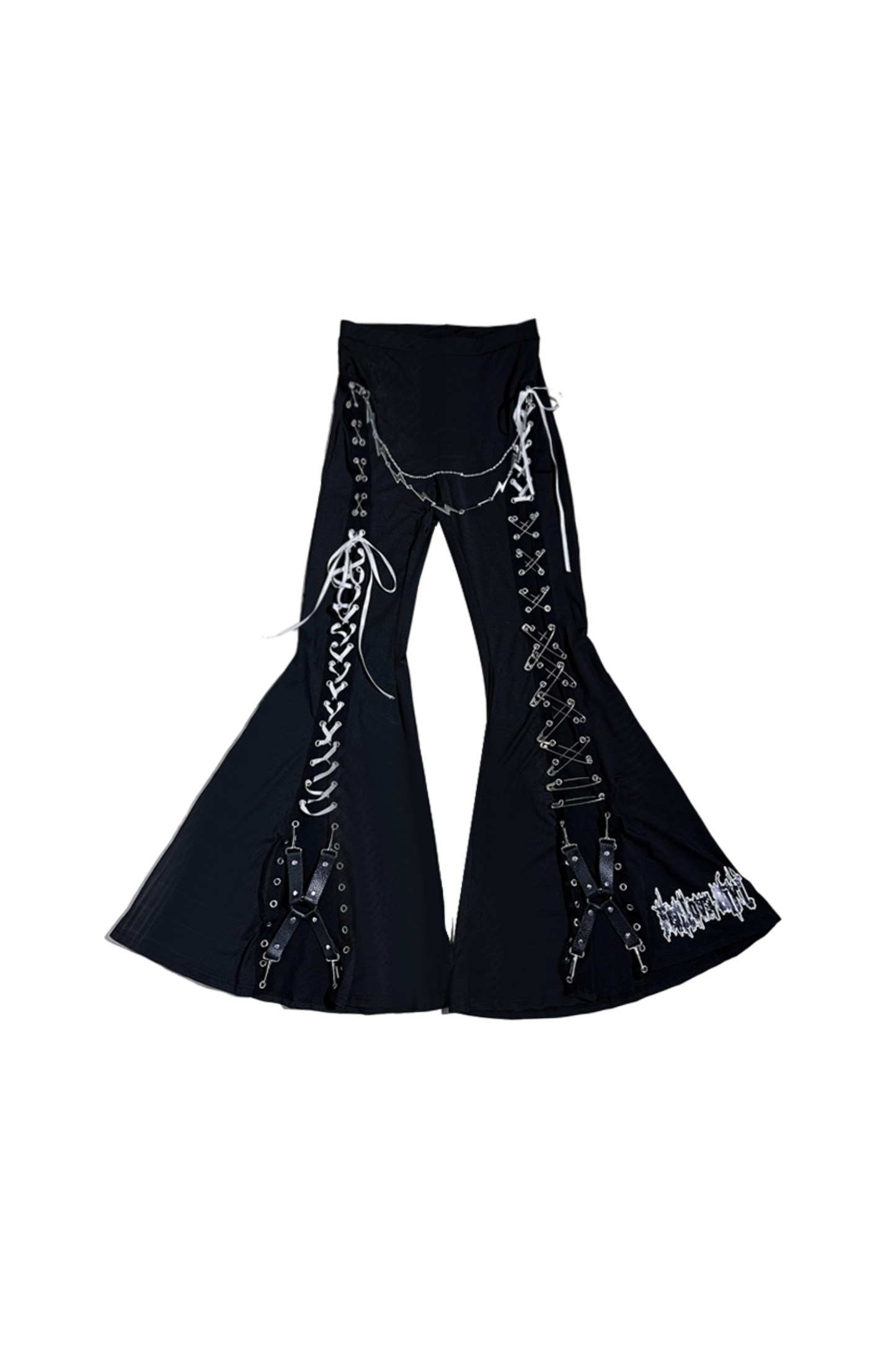 ストラップカットアウトフレアパンツ+ベルト