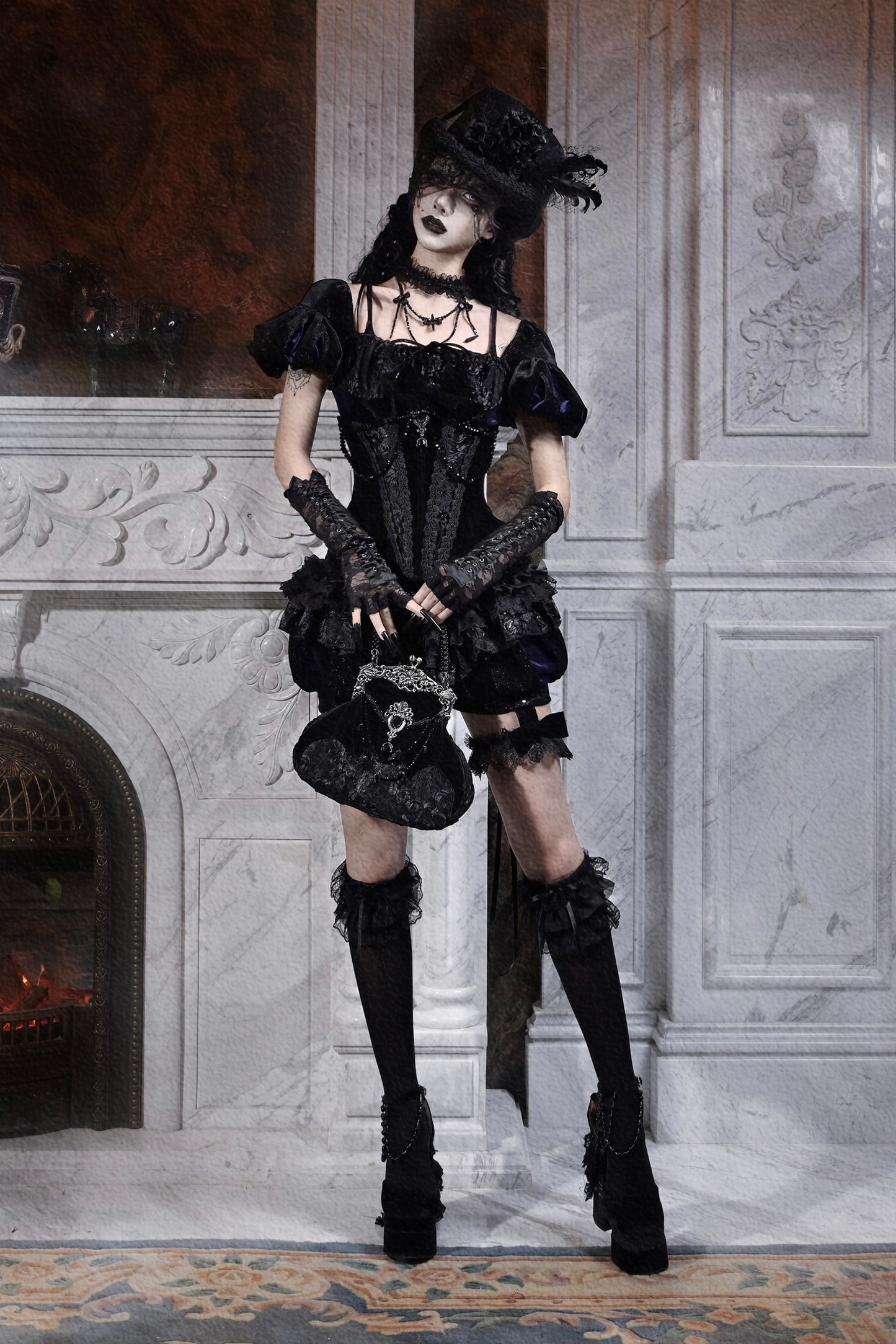 Gothic Velvet Lace Culottes Gorgeous Pumpkin Pants