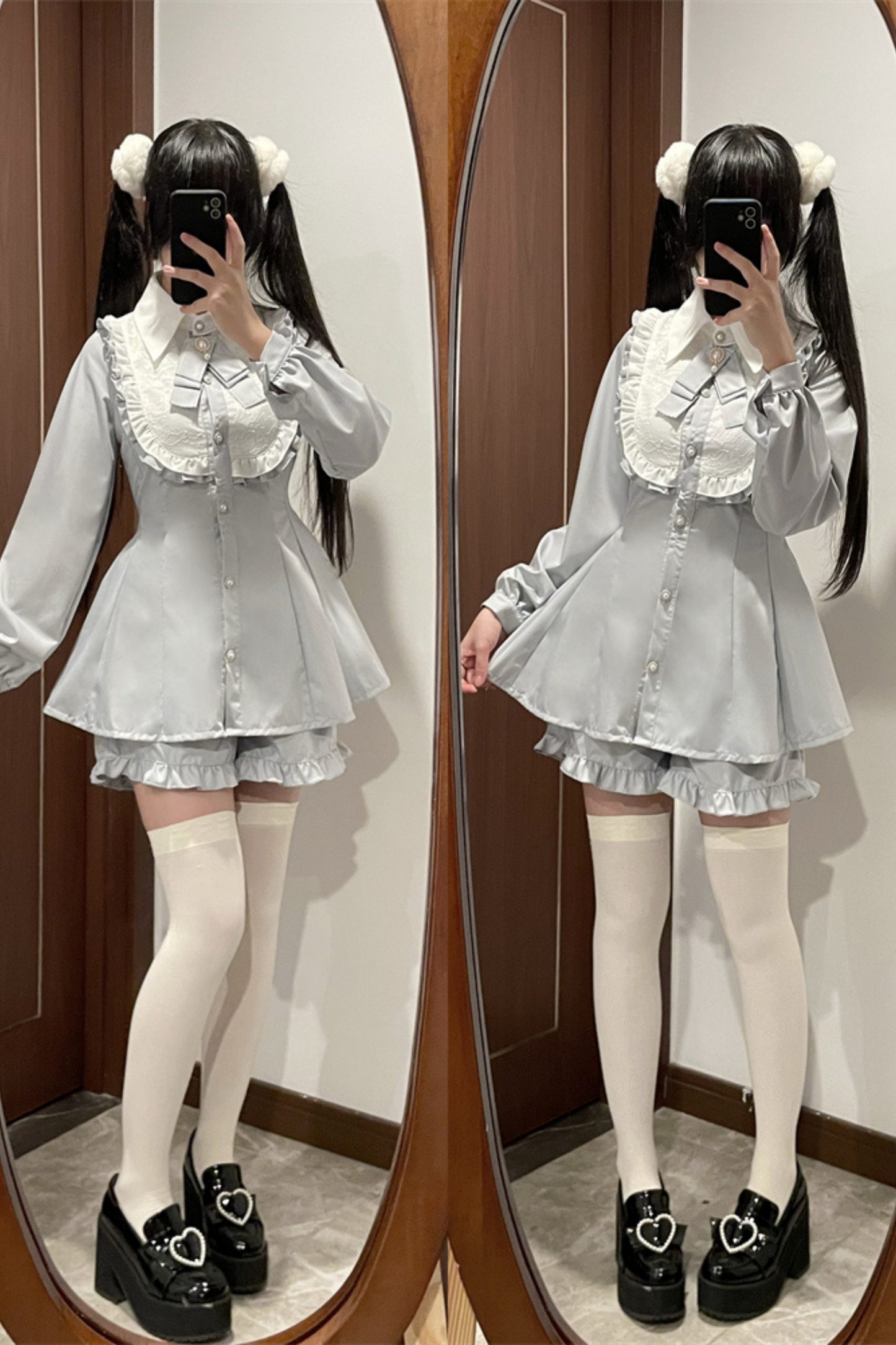 Check Peplum Doll Top + Shorts