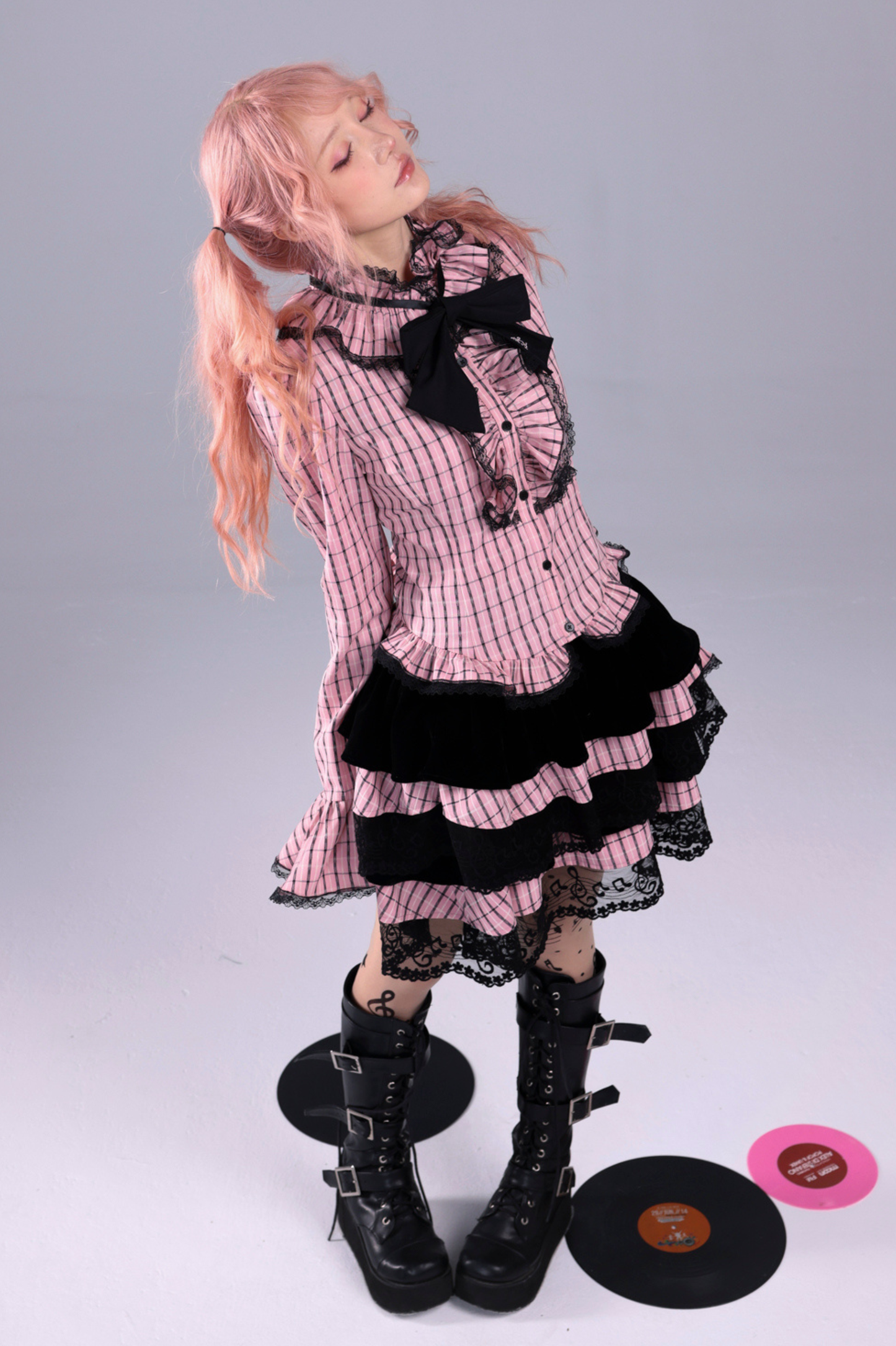 プラッドラッフルカラーブラウス