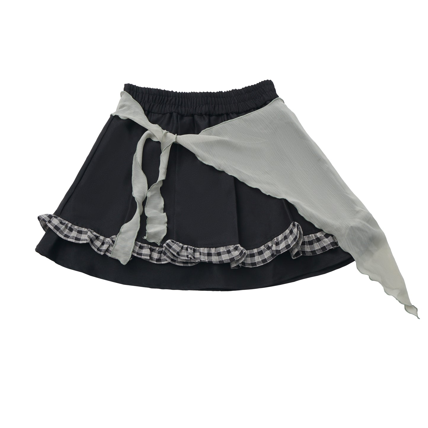 Check Ribbon Camisole Two Piece Jacket + Cape Coat + Skirt