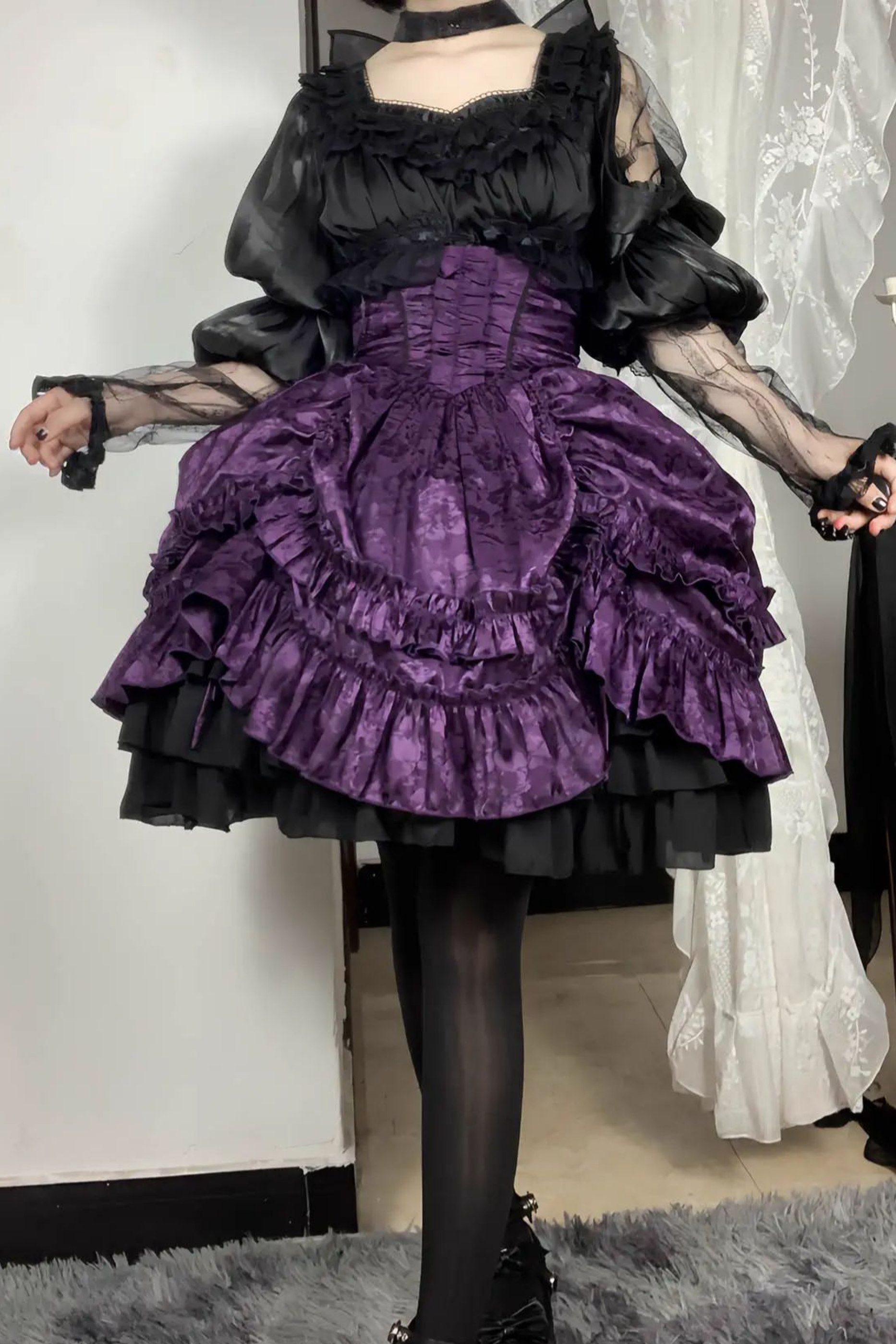 ゴシック、ゴスロリ、パープルスカート Mサイズ ゴシックロリータデイリースカート – Belchic