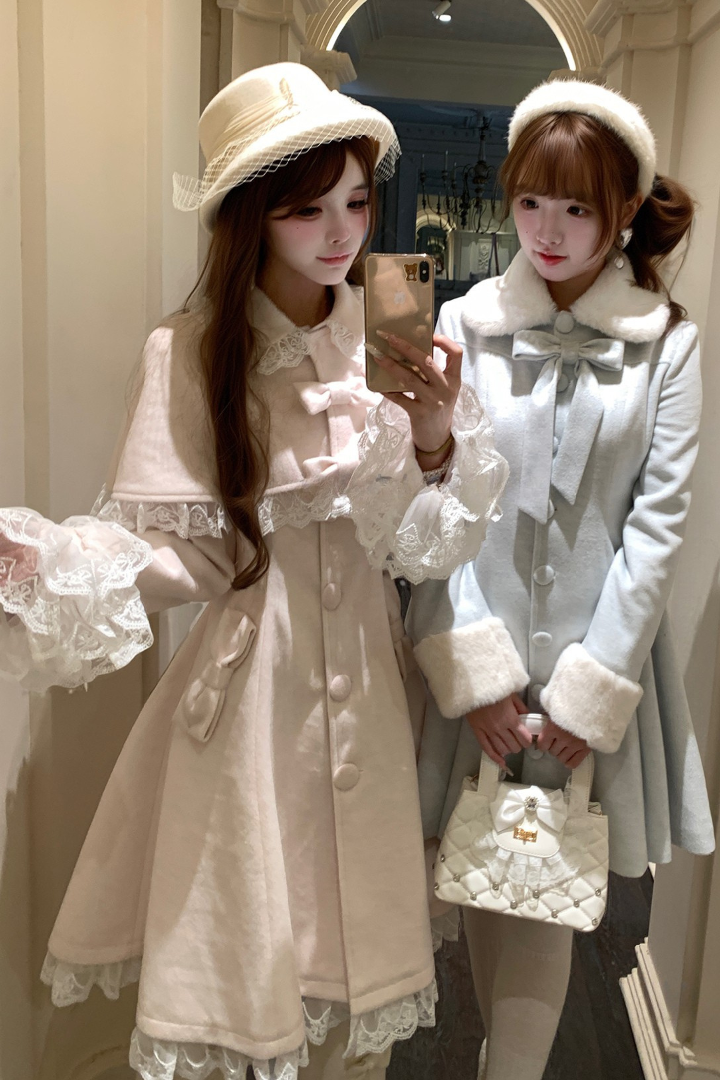 ガーリーリボンケープフレアコート