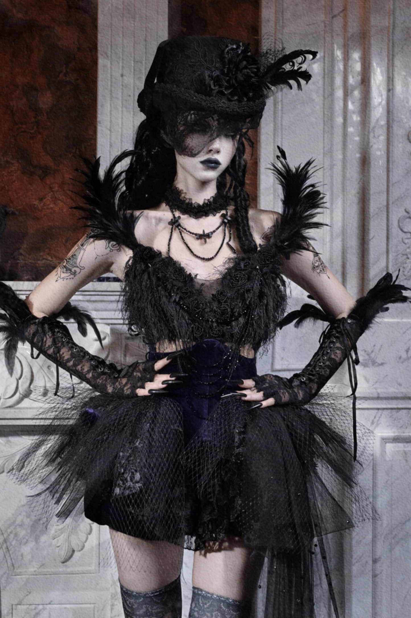 Gothic Gorgeous Glitter Tulle Top