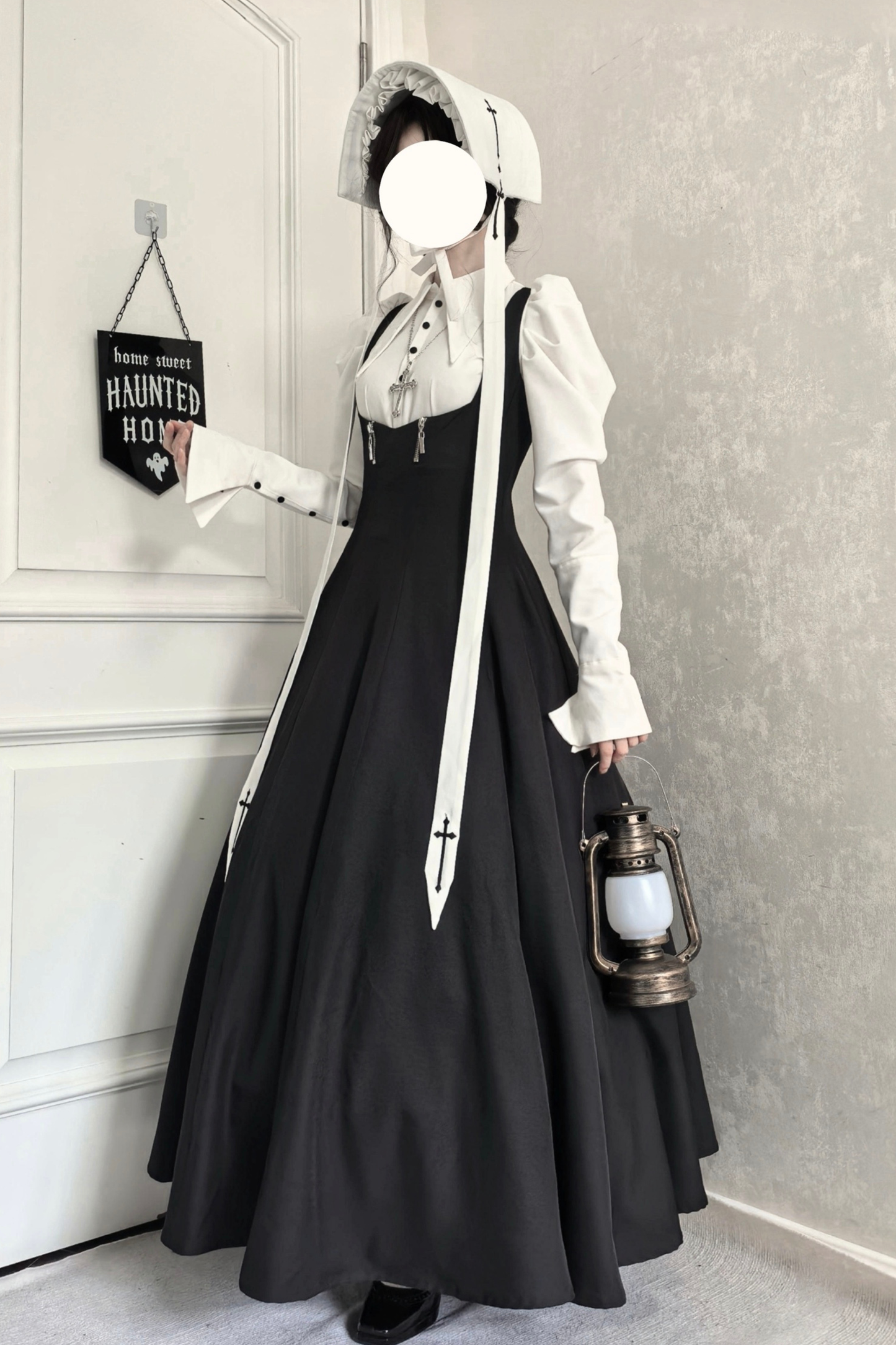 ゴスロリータスプリットブラウス+サスペンダースカート