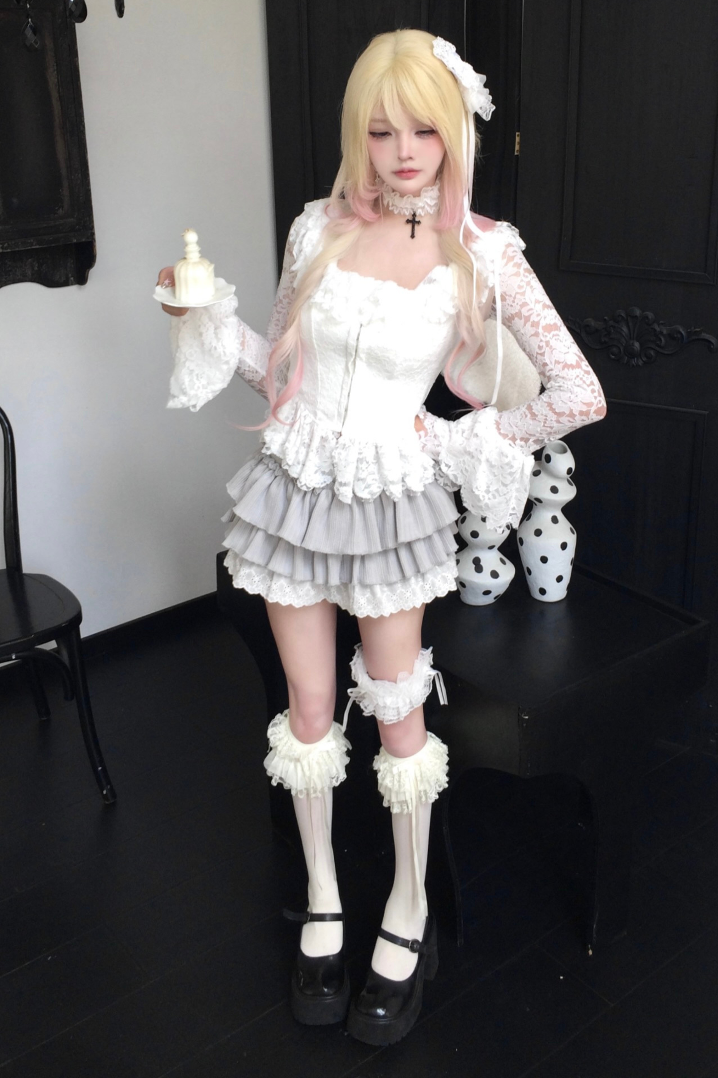 Lace Patchwork Long Sleeve Top